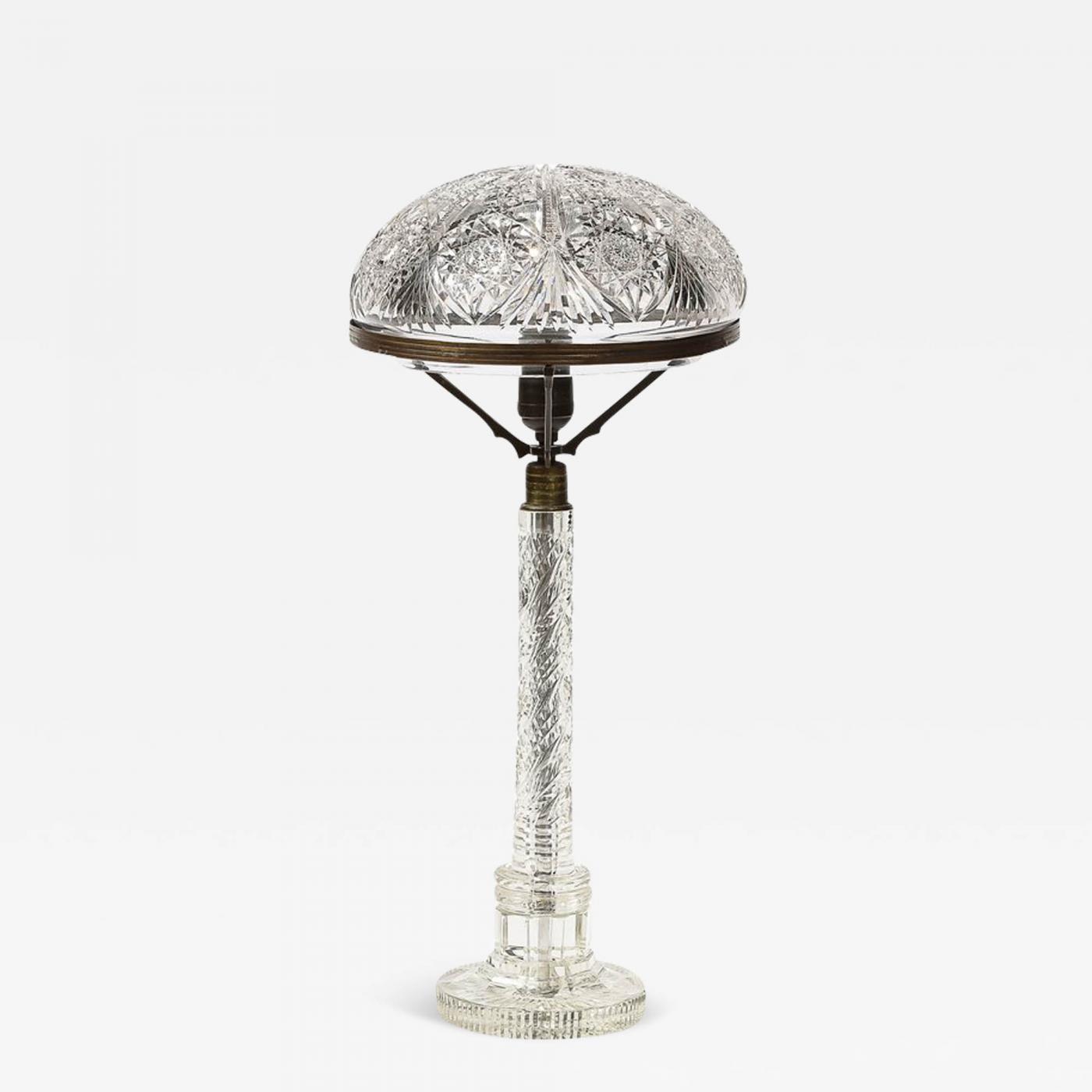 Art Deco Table Lamp in Cut Crystal and Bronze