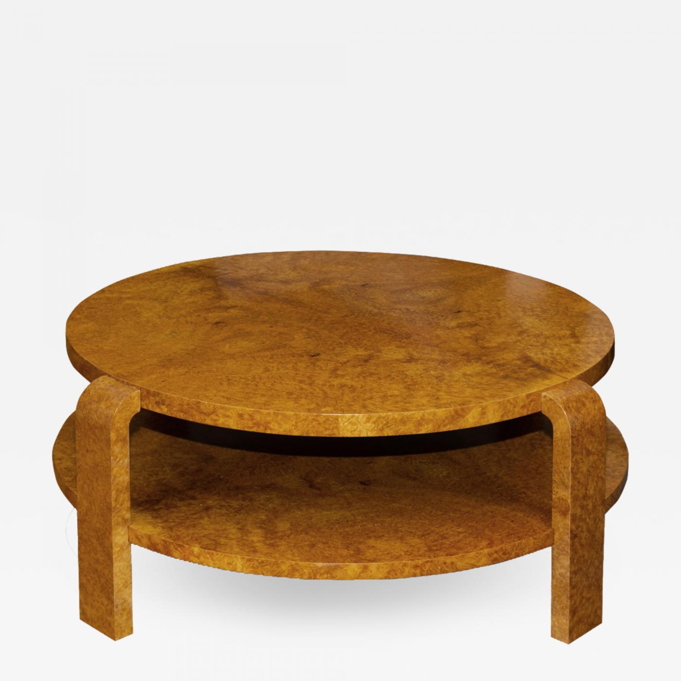 Art Deco Two-tier Burl Round Coffee Table