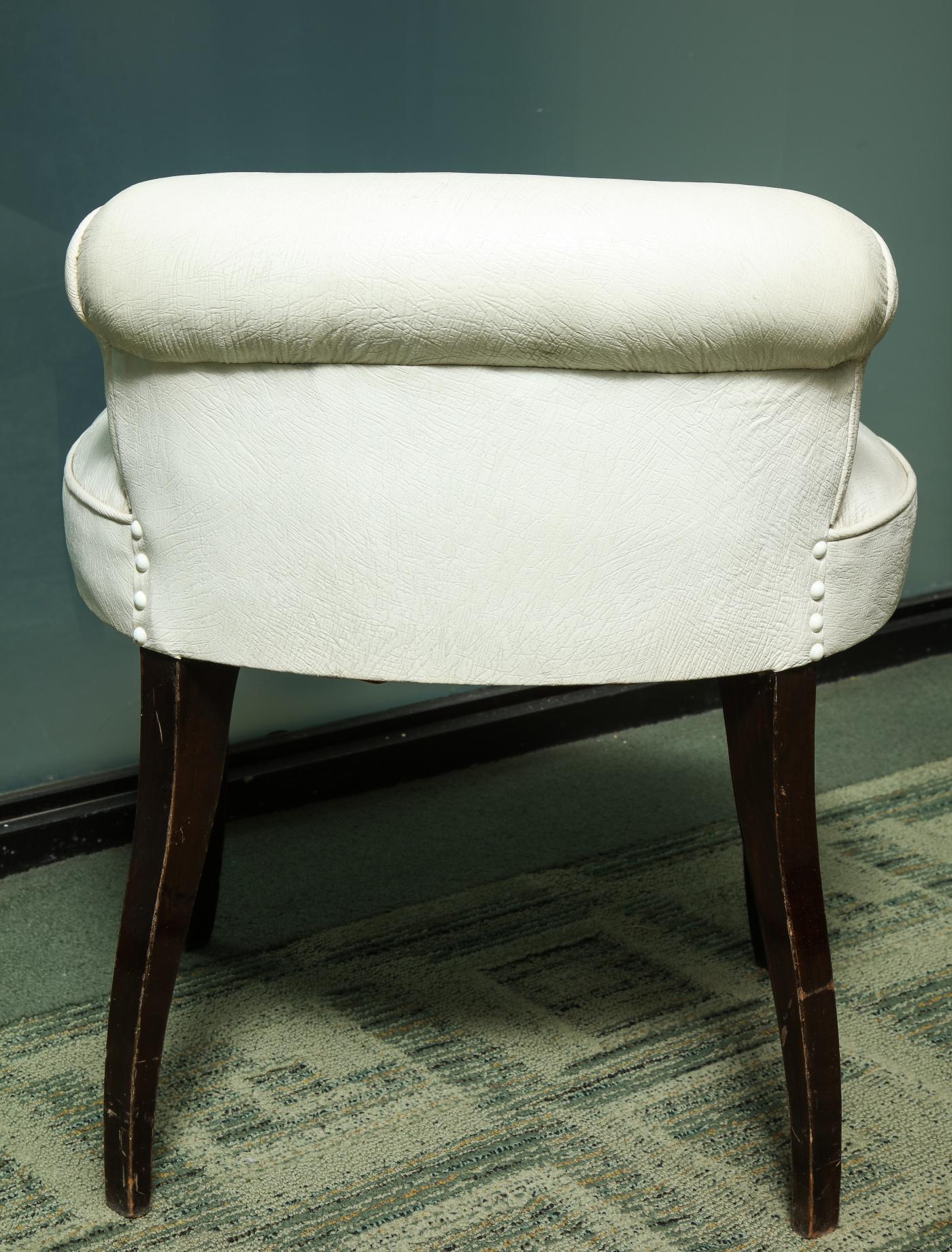 white leather vanity stool