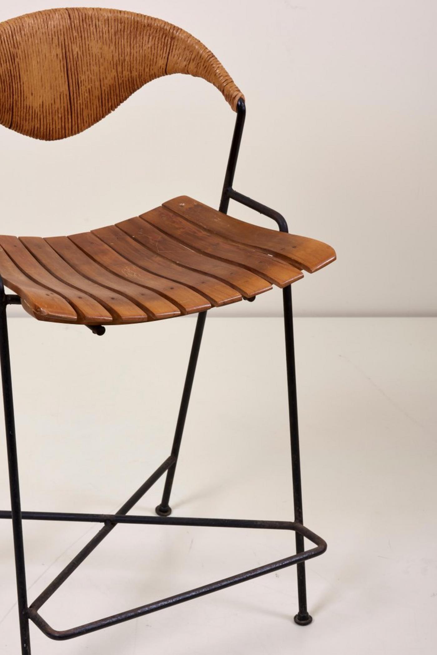 Arthur Umanoff Low Wrought Iron Arthur Umanoff Bar Stool