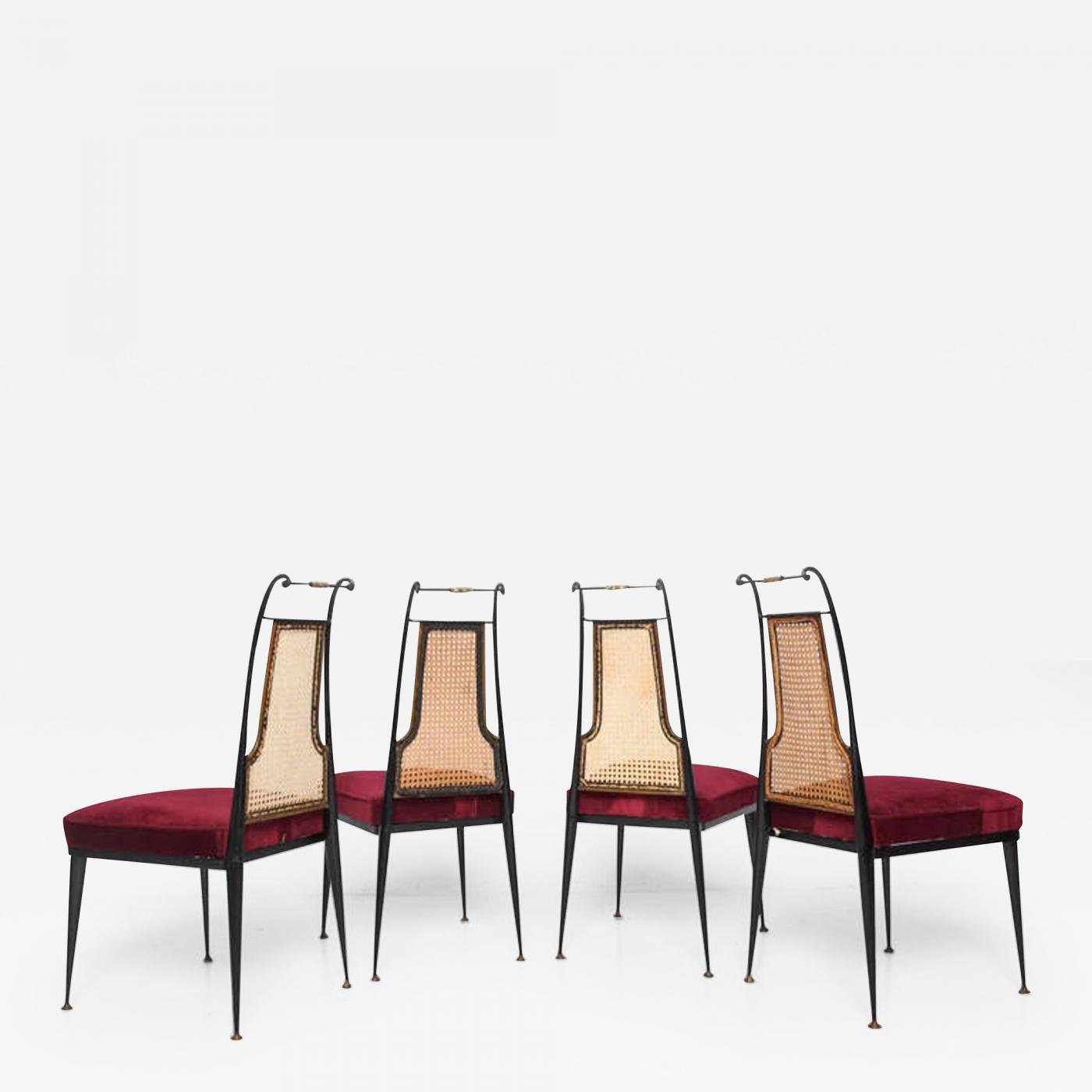 arturo pani  neoclassical ruby red velvet dining chairs set of 4 arturo  pani mexico 1950s