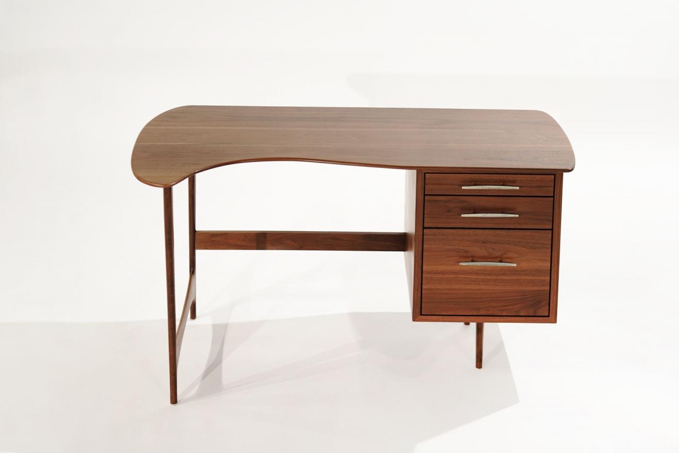 Asymmetric Scandinavian-Modern Walnut Desk, C. 1950s