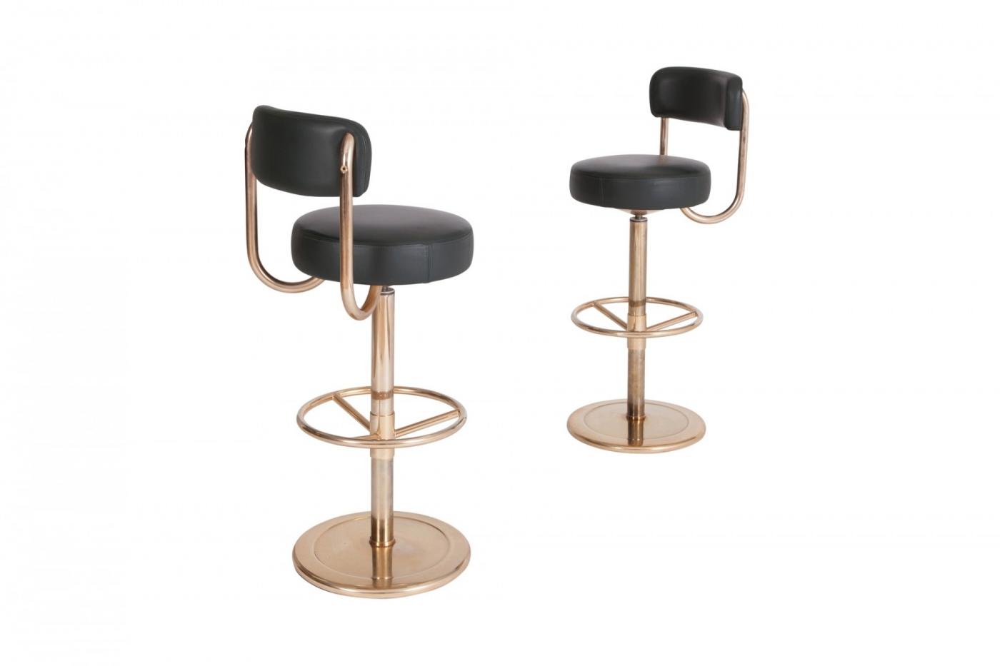 Börge Johansson Gold Plated Jupiter Bar Stools, Börge Johansson 1970s