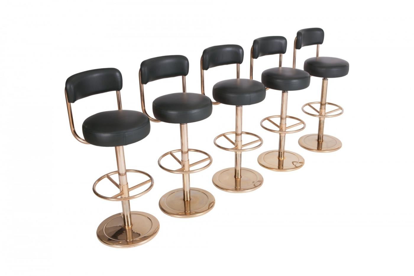 Börge Johansson Gold Plated Jupiter Bar Stools, Börge Johansson 1970s