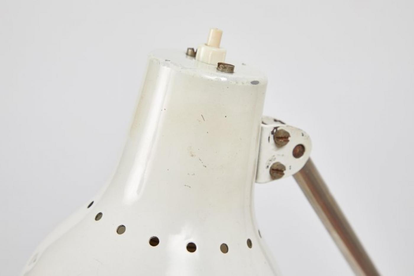 BAG Turgi (Bronzewarenfabrik, AG, Turgi) 1960s BAG Turgi White Table Lamp