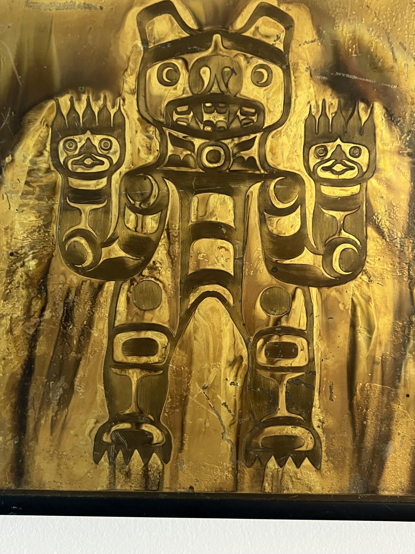 Bernhard Rohne - MID CENTURY PATINATED BRASS BEAR SPIRIT WALL PLAQUE BY ...