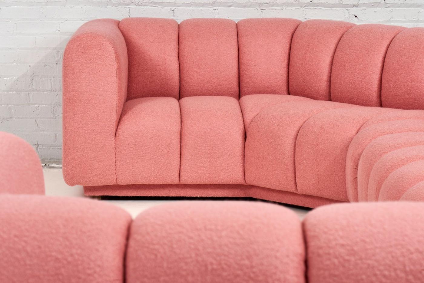 Bernhardt Furniture Bernhardt 3 Piece Sectional Channel Tufted Pink