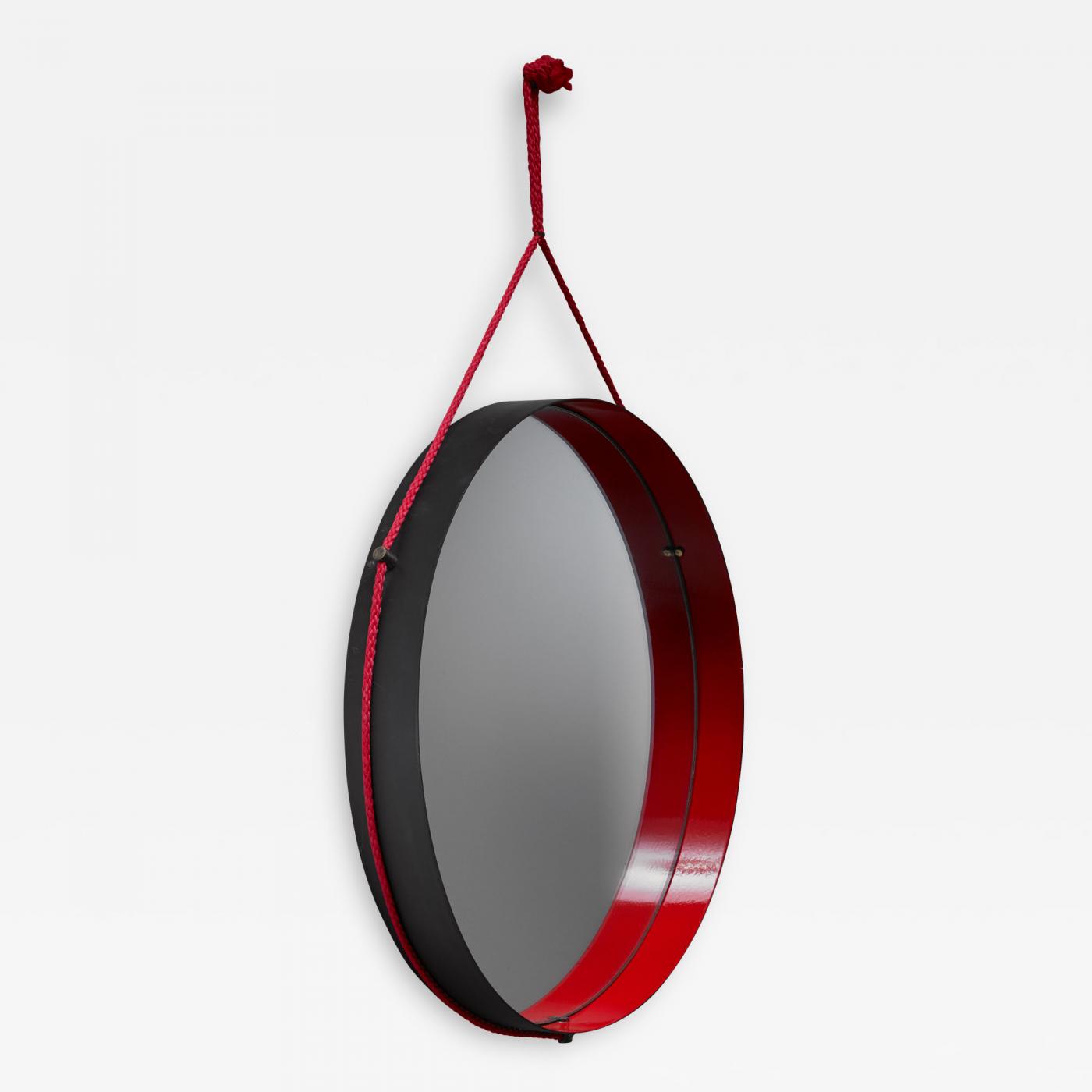 Black And Red Enamel Metal Wall Mirror Italy
