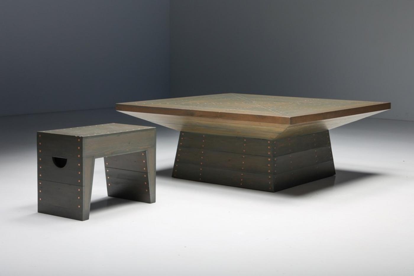 Bossche School Olive Green Stool 1980's