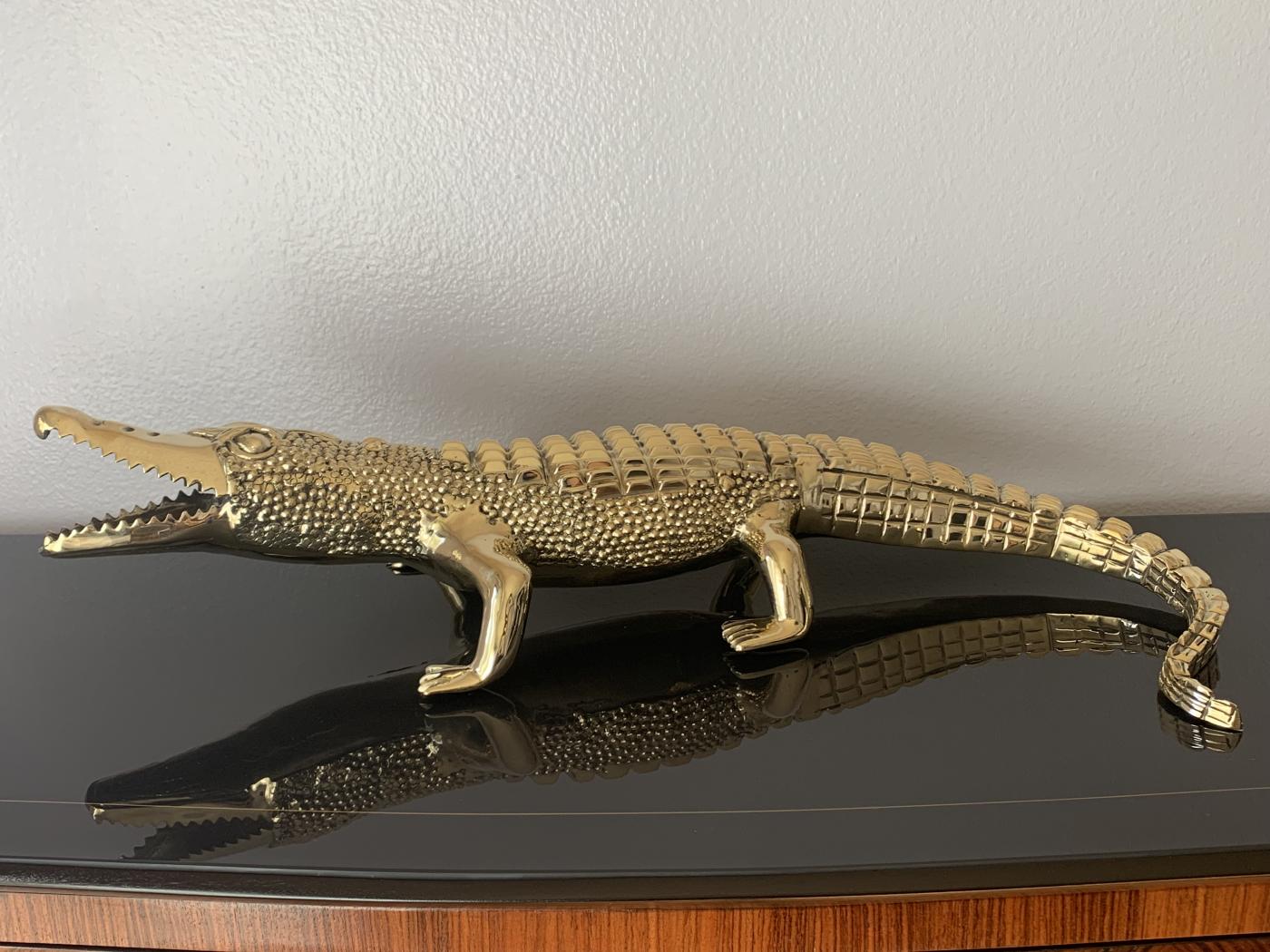 Brass Crocodile or Alligator Sculpture Pet