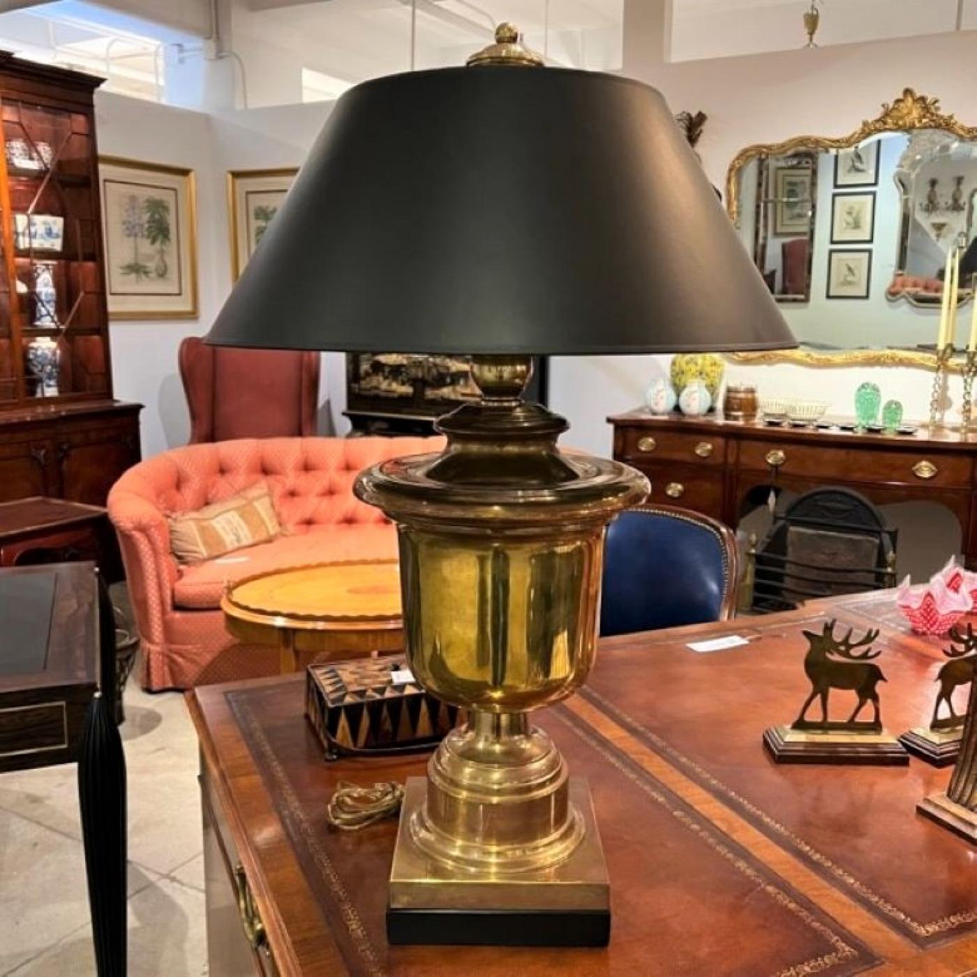 Brass Urn Lamp with Shade