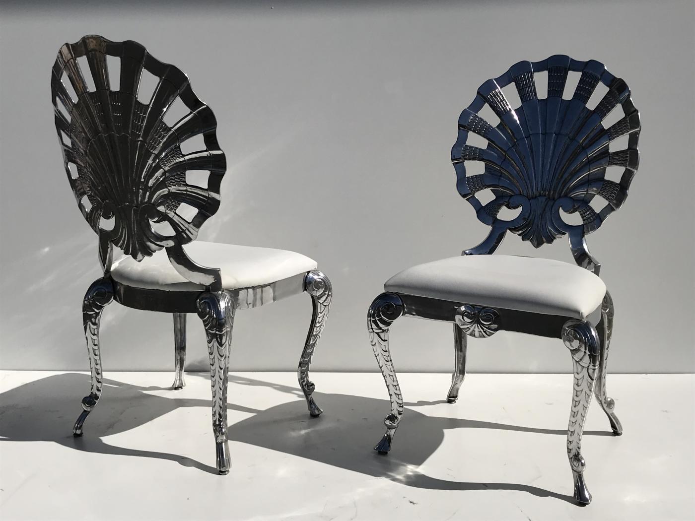 Brown Jordan Furniture Pair Grotto Style Aluminum Shell Chairs