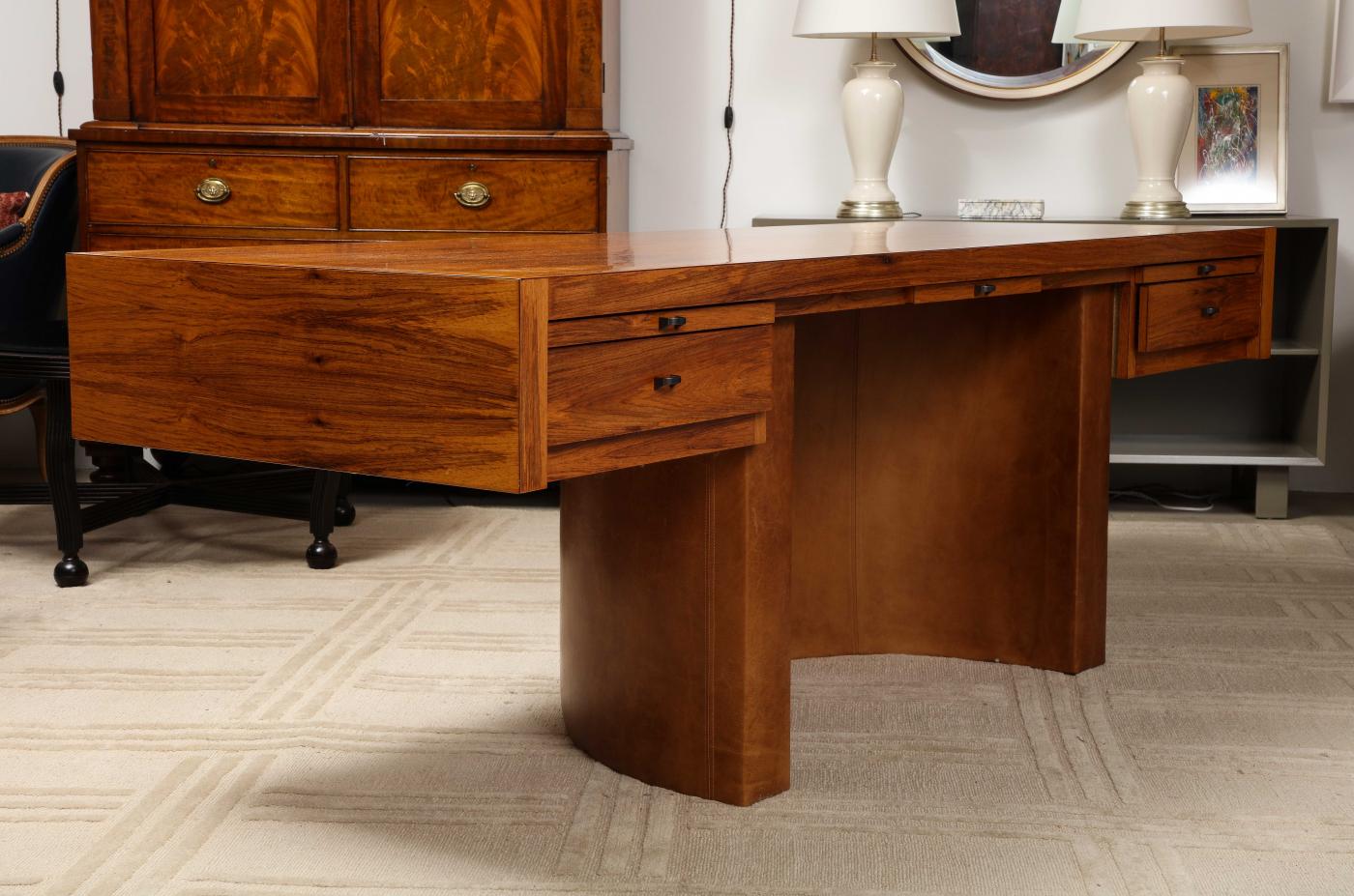 Cantilever Executive Desk with Leather Base