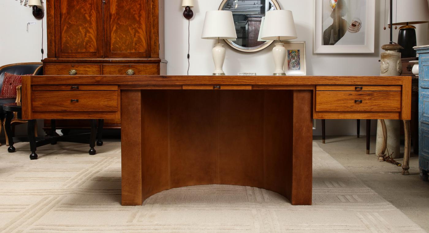 Cantilever Executive Desk with Leather Base