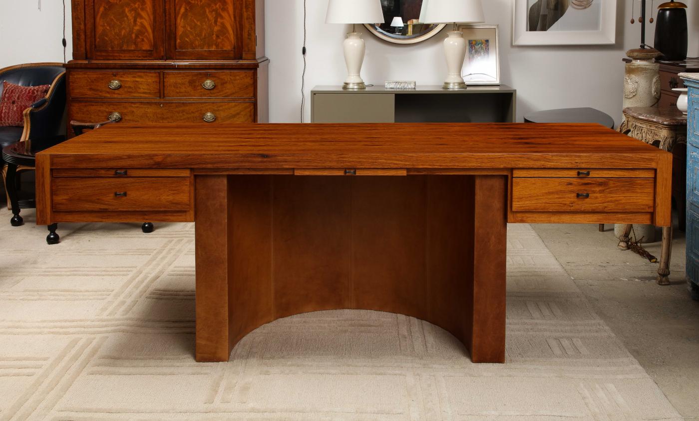 Cantilever Executive Desk with Leather Base