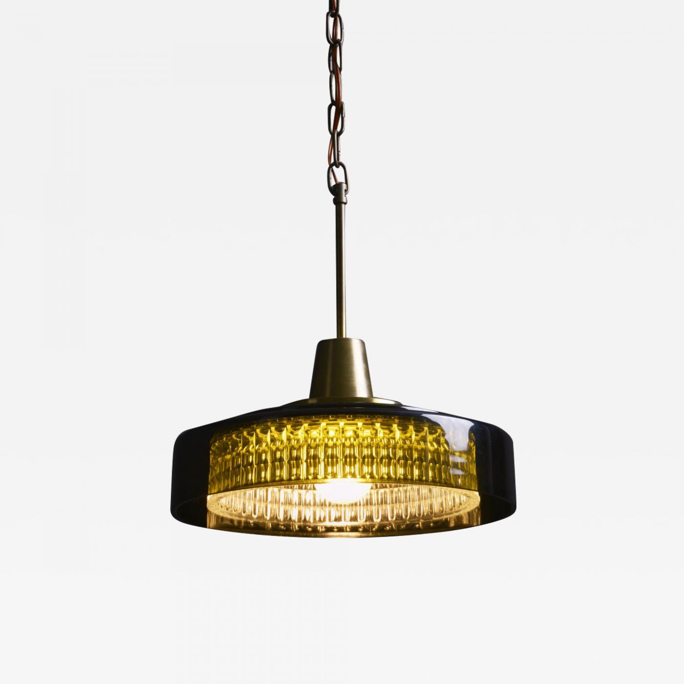 6-Arm Chandelier in Crystal & Brass by Carl Fagerlund for Orrefors