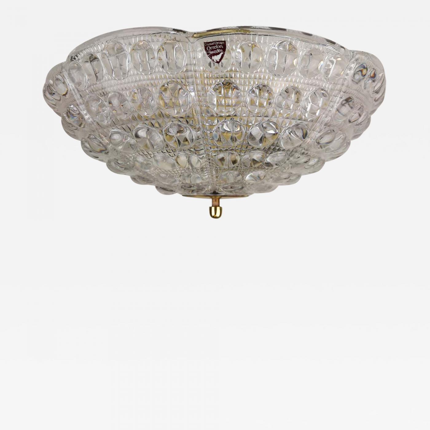 Crystal Glass and Brass Pendant Lamp by Carl Fagerlund