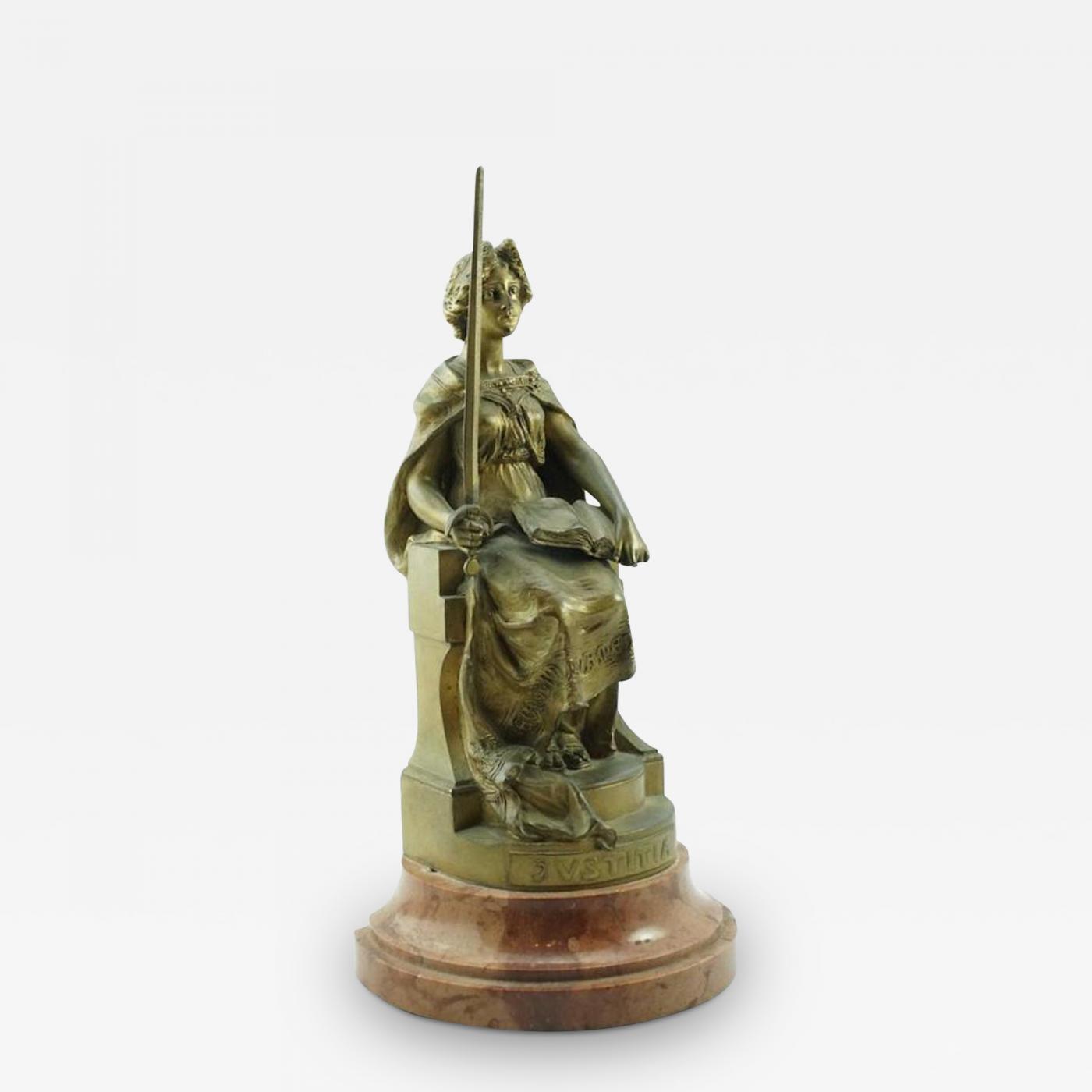 couscous vært Uforudsete omstændigheder Carl Kauba - Carl Kauba Bronze Figure of "Justitia" Seated Woman with Sword