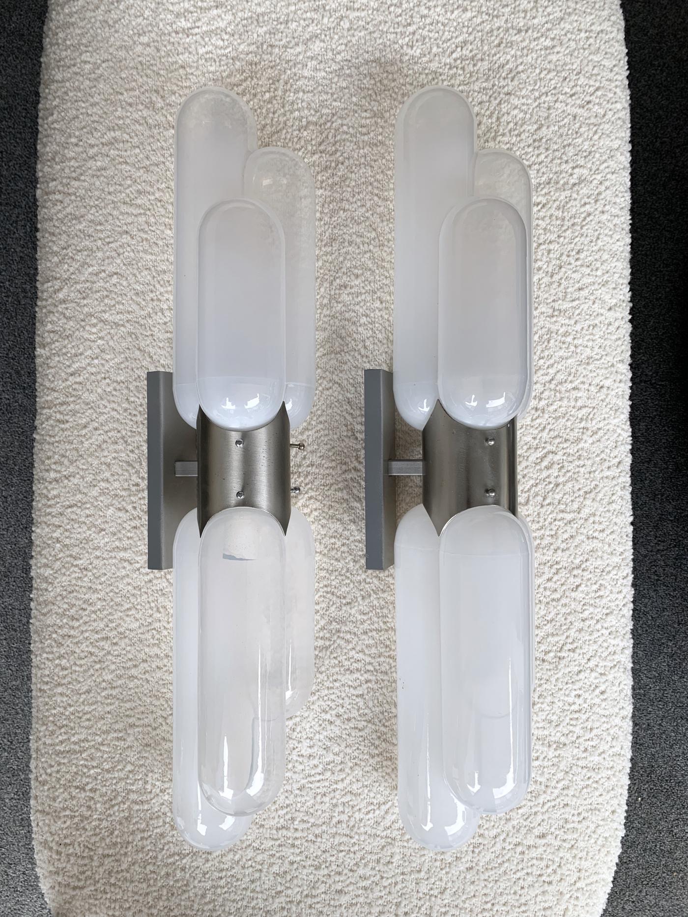 Carlo Nason - Pair of Torpedo Sconces by Carlo Nason for Mazzega Murano ...