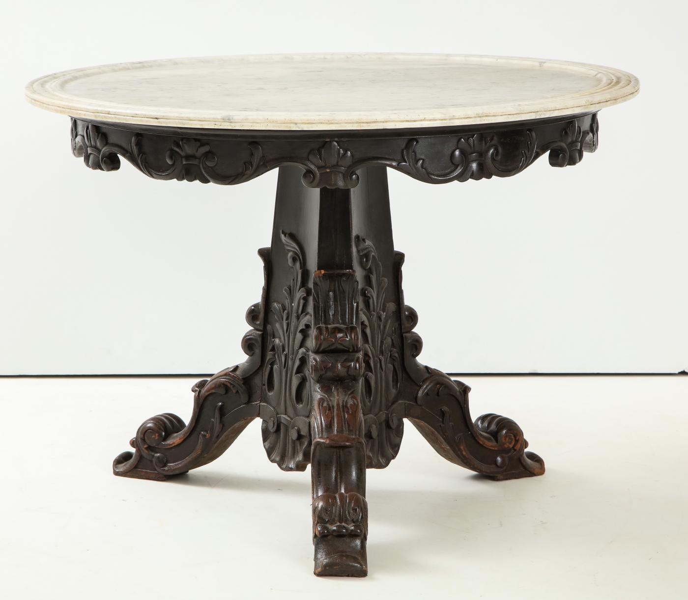 Carved and Ebonized Anglo-Indian Center Table