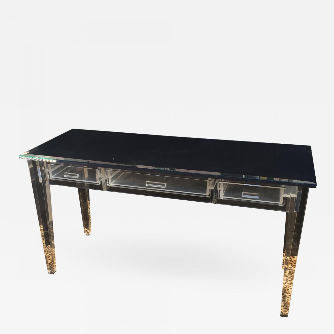 Charles Hollis Jones Lucite Desk With Mirror Top