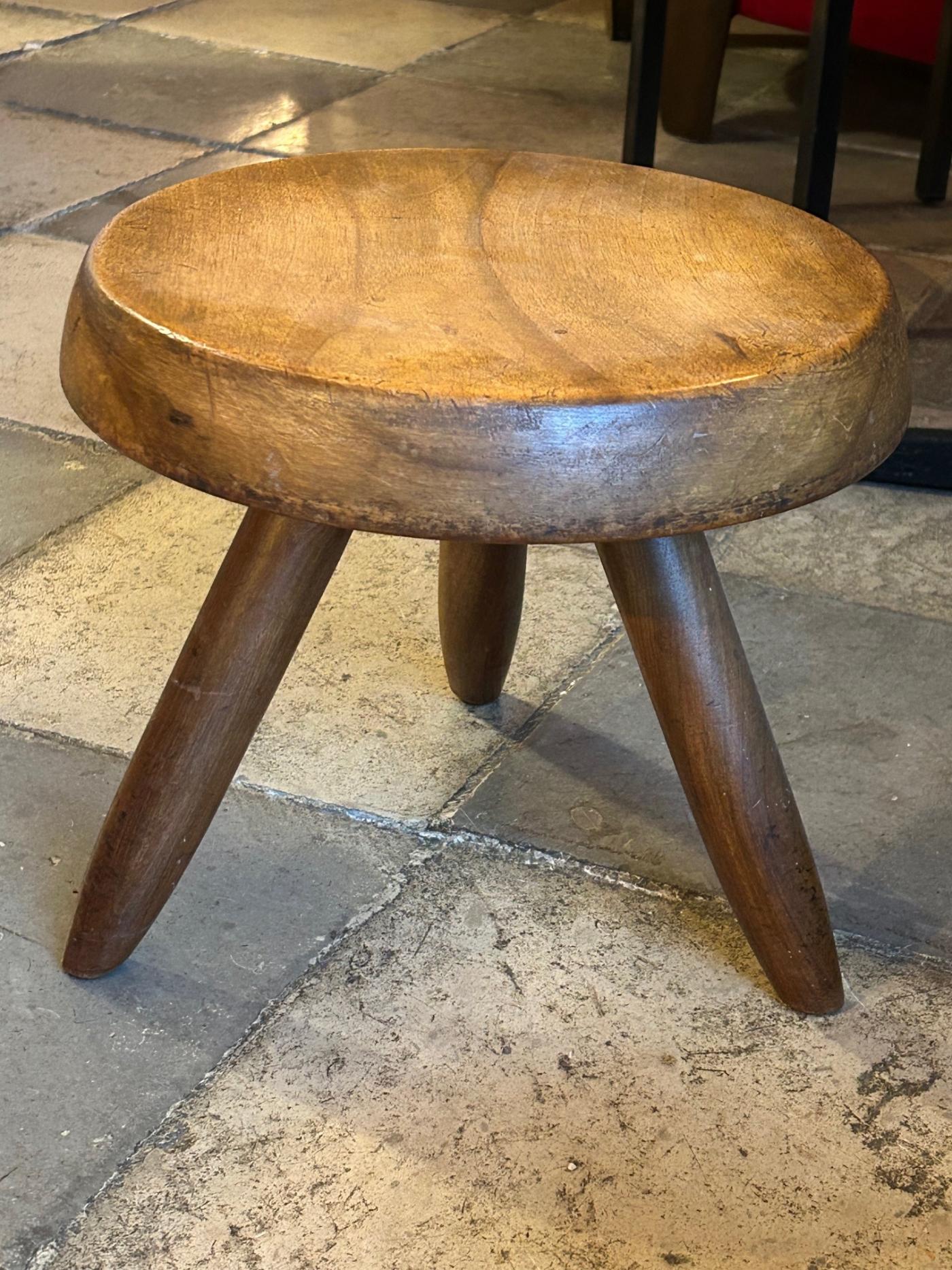 Charlotte Perriand - Blond mahogany stool by Charlotte Perriand