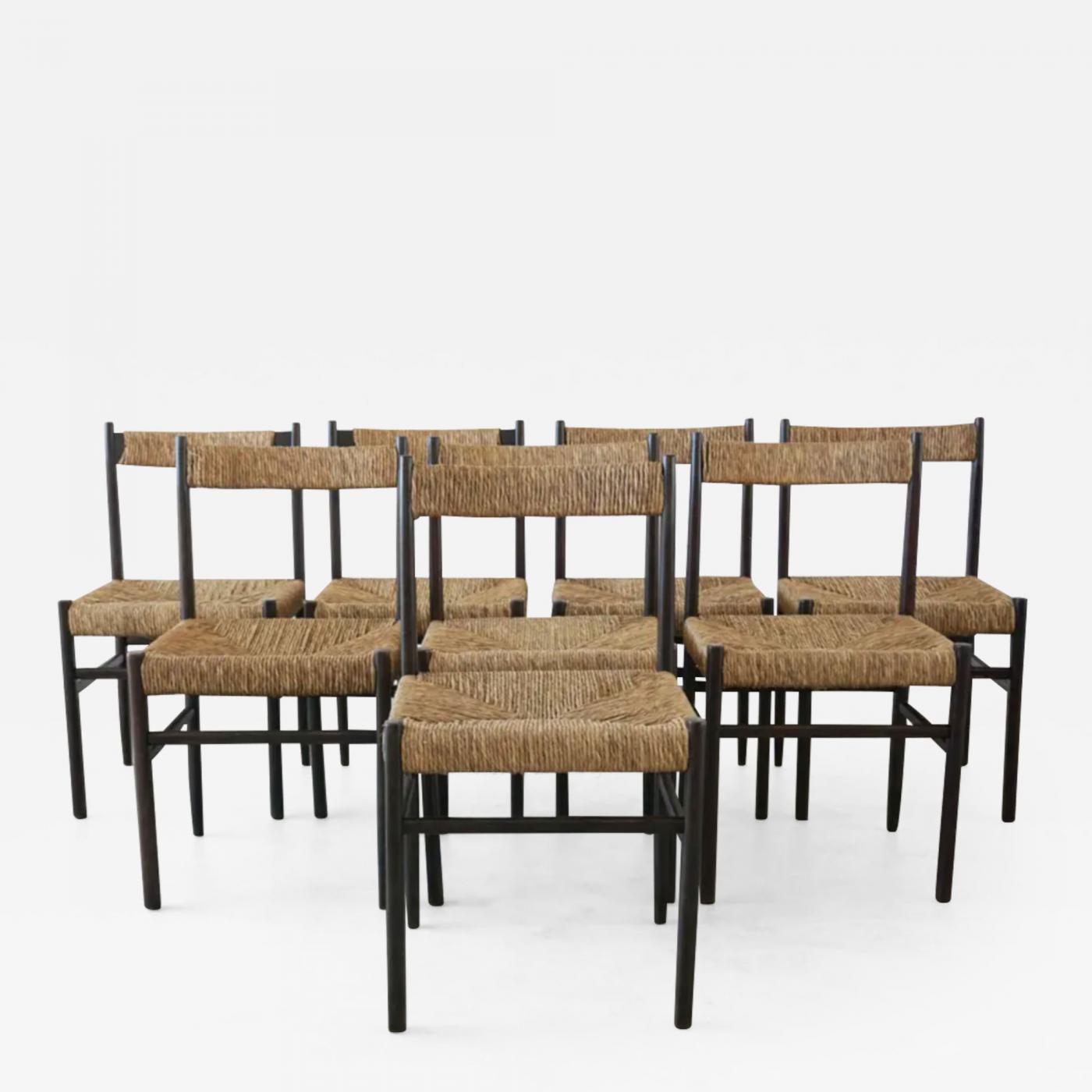 Charlotte Perriand - CHARLOTTE PERRIAND ATTRIBUTED DINING CHAIRS FOR ROBERT  SENTOU - SET OF 8