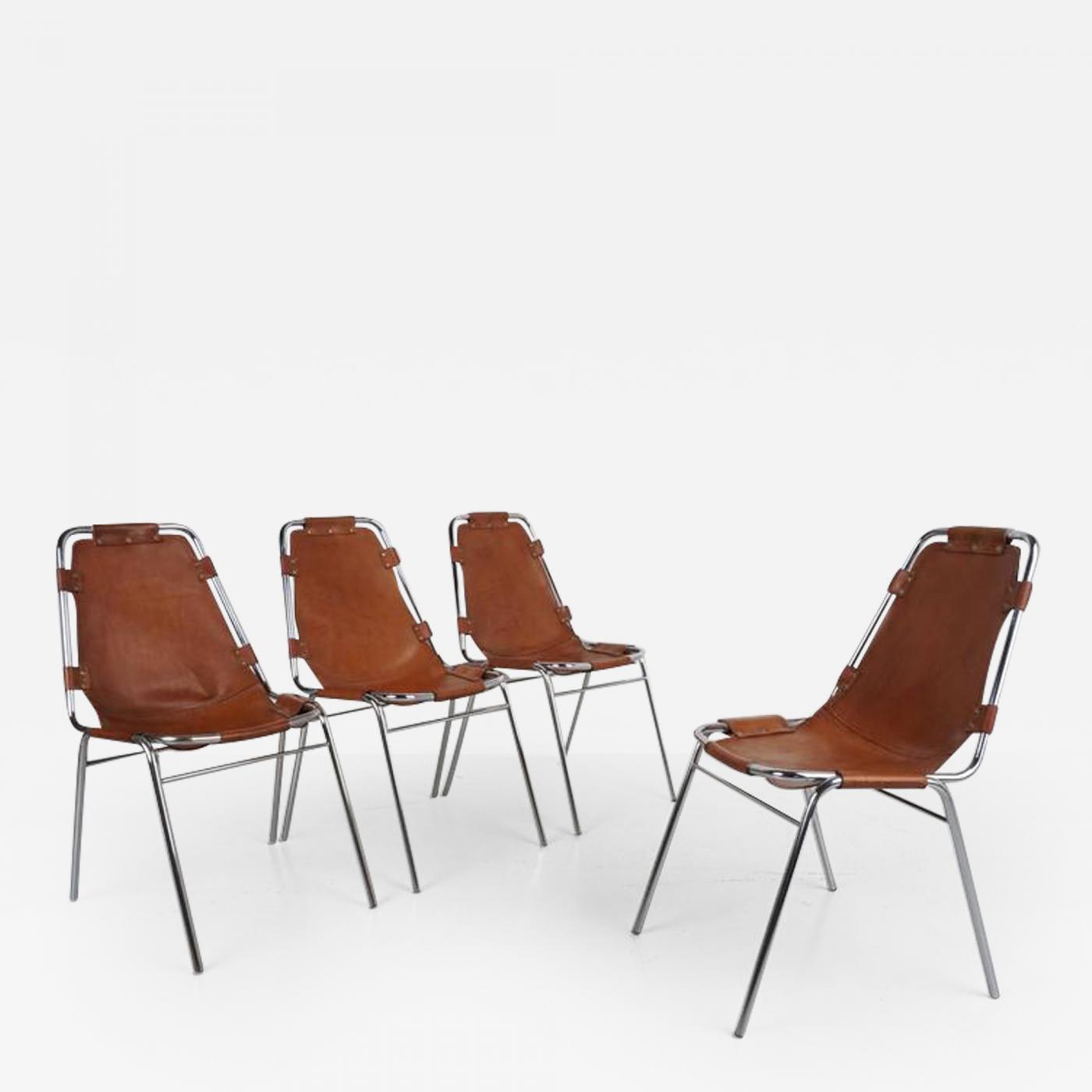 Charlotte Perriand - Charlotte Perriand Les Arcs Chairs, Tan Leather