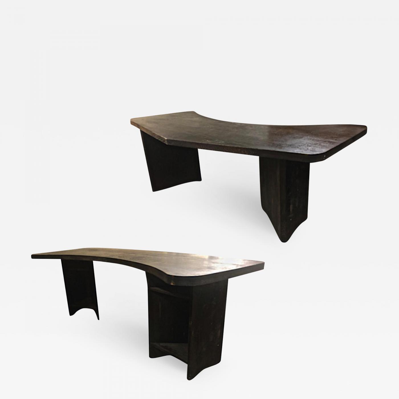 Brutalist Oak Side Tables in the Style of Charlotte Perriand