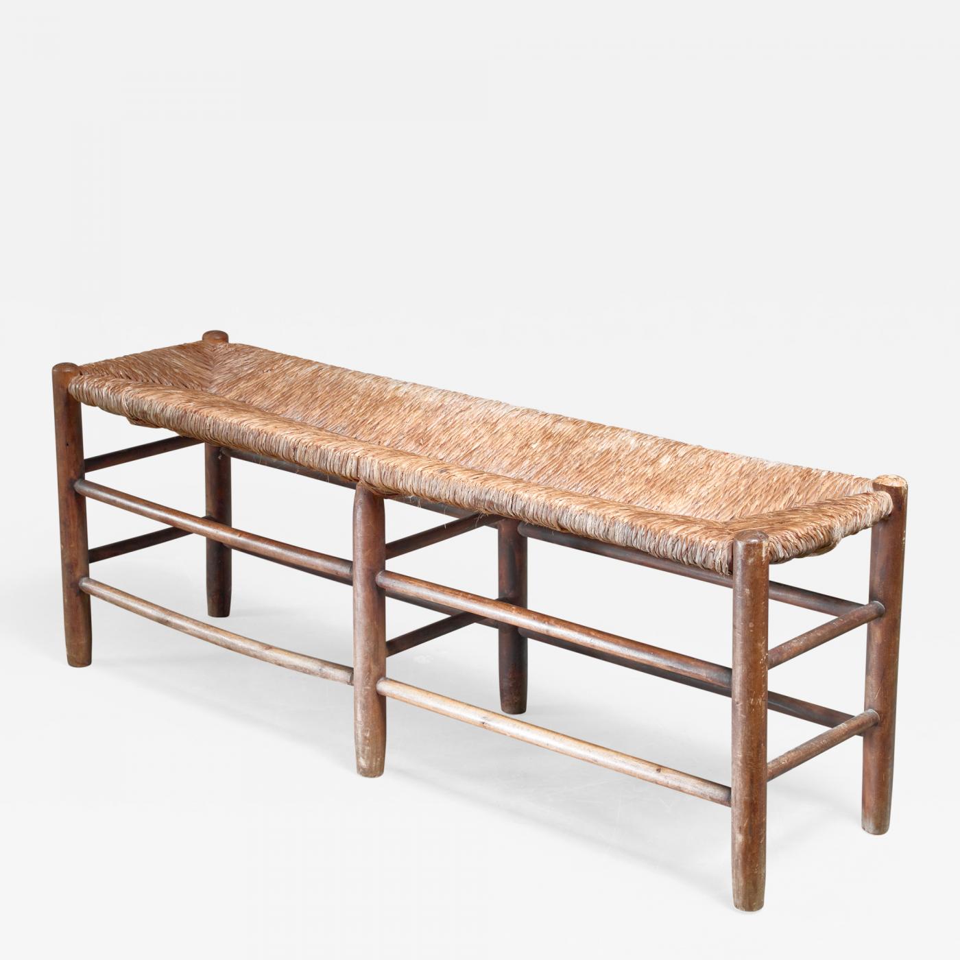 Charlotte Perriand - Charlotte Perriand wood and rush bench, France, 1960s