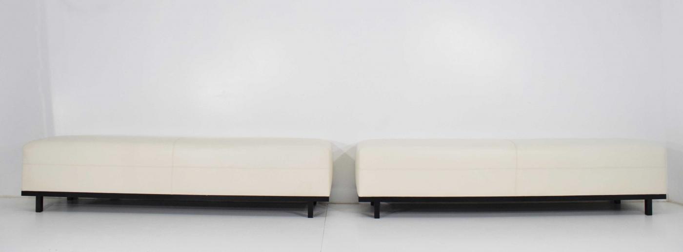 Christian Liaigre Pair Of Christian Liaigre Nankin Benches In White Leather 326366 1133055 