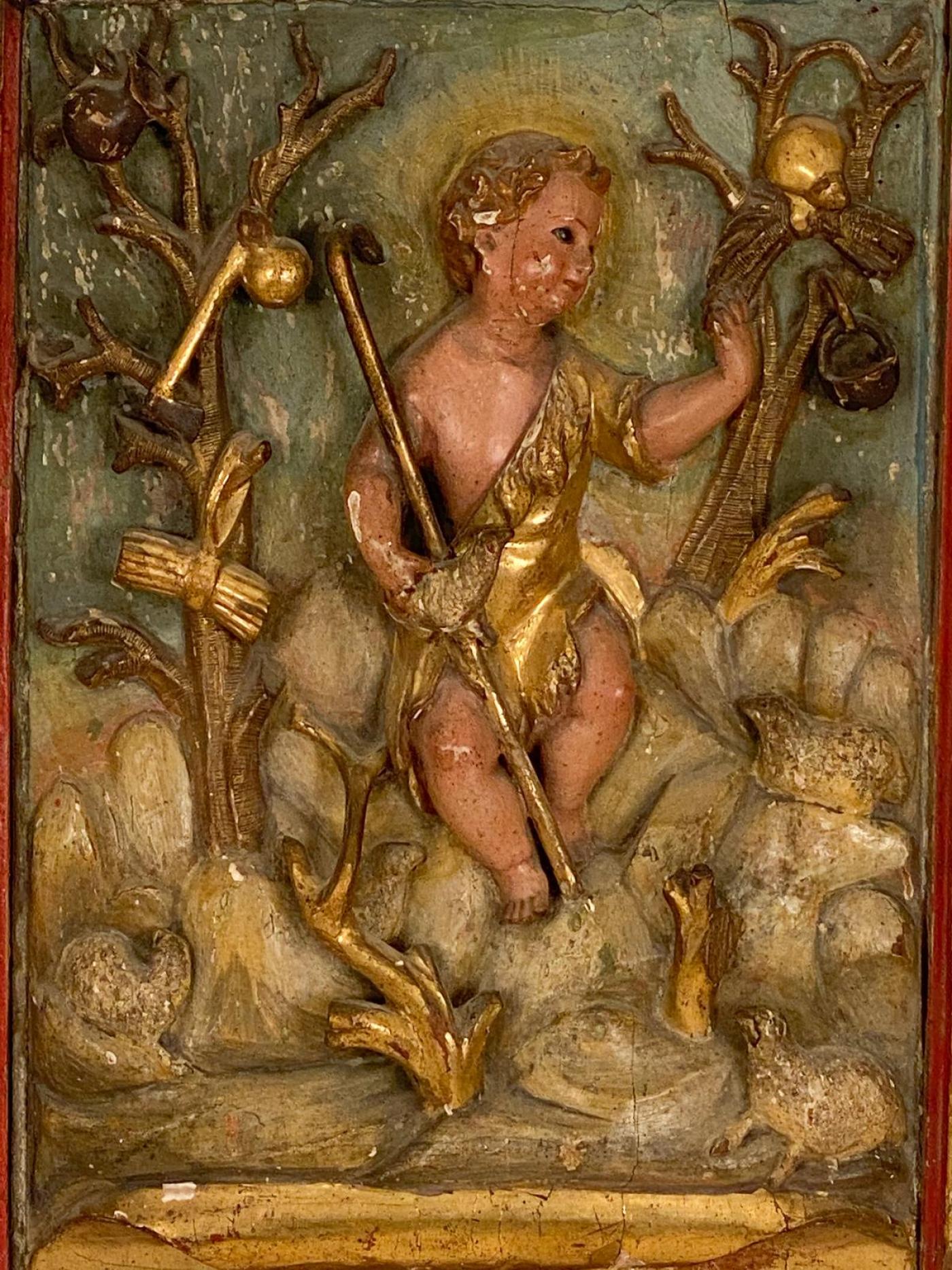 Circa 1750 Spanish Polychrome Wood Carving of St. John