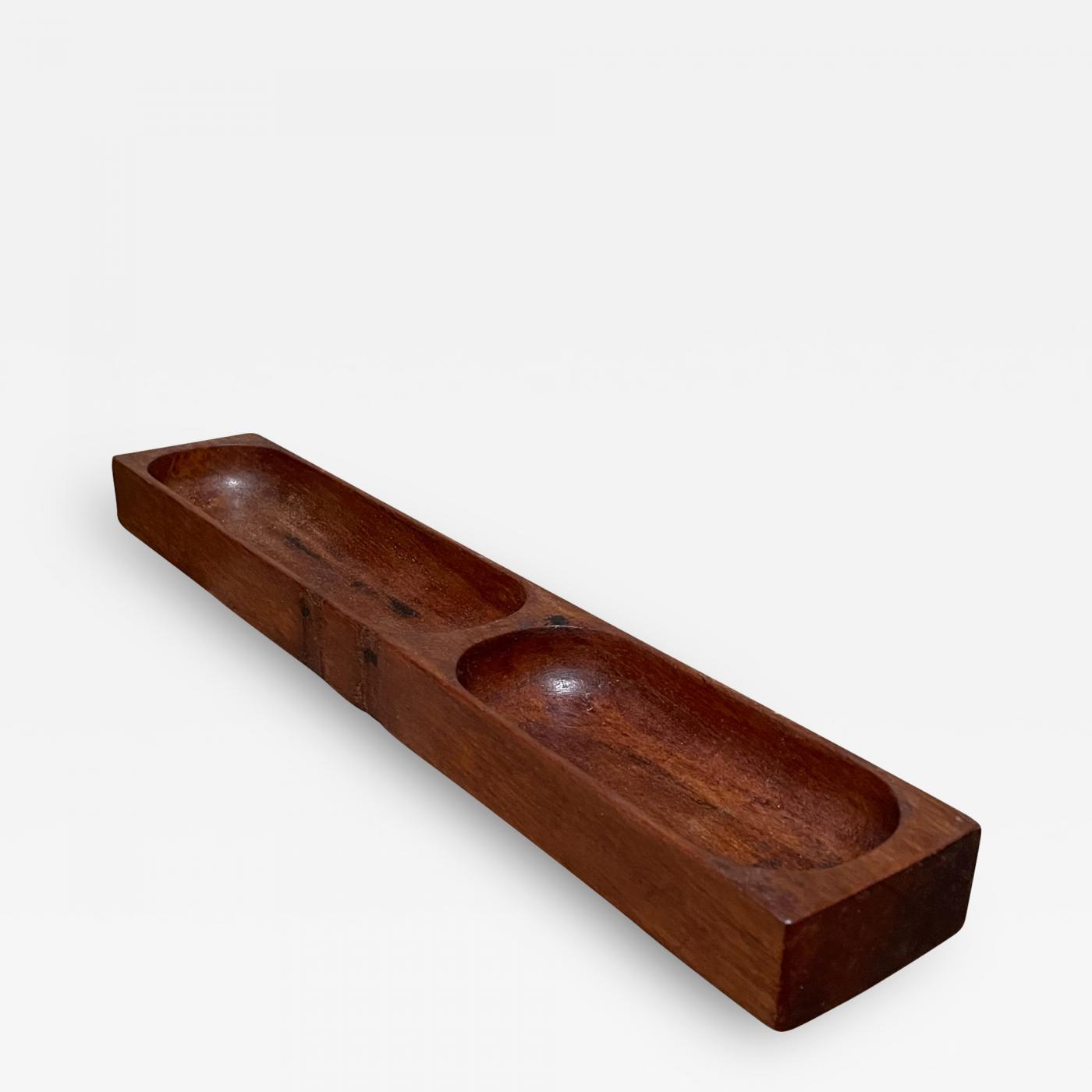 Clara Porset Dumas - 1950s Desk Organizer Accessory Tray in Solid Mahogany  Wood Mexico City Modernism