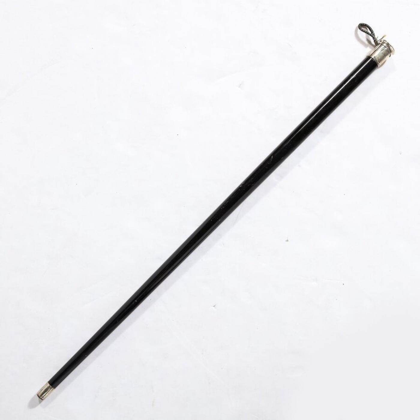 Classical Walking Stick in Ebonized Walnut & Sterling Pommel w ...