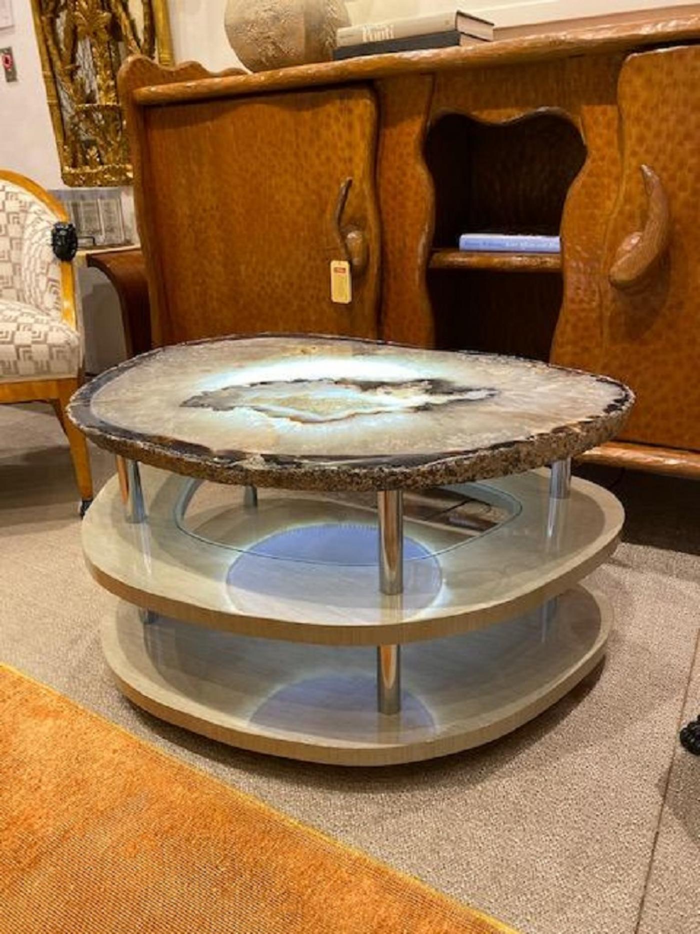 Contemporary Grey Agate Coffee Table