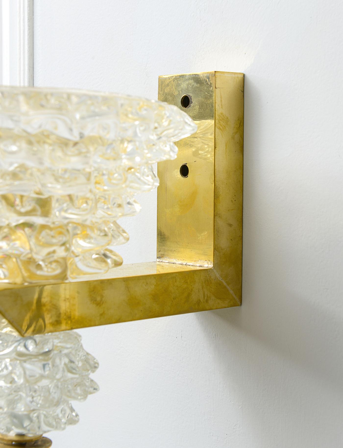 Contemporary Pair of Murano Rostrato Glass Sconces - Manner of Barovier ...