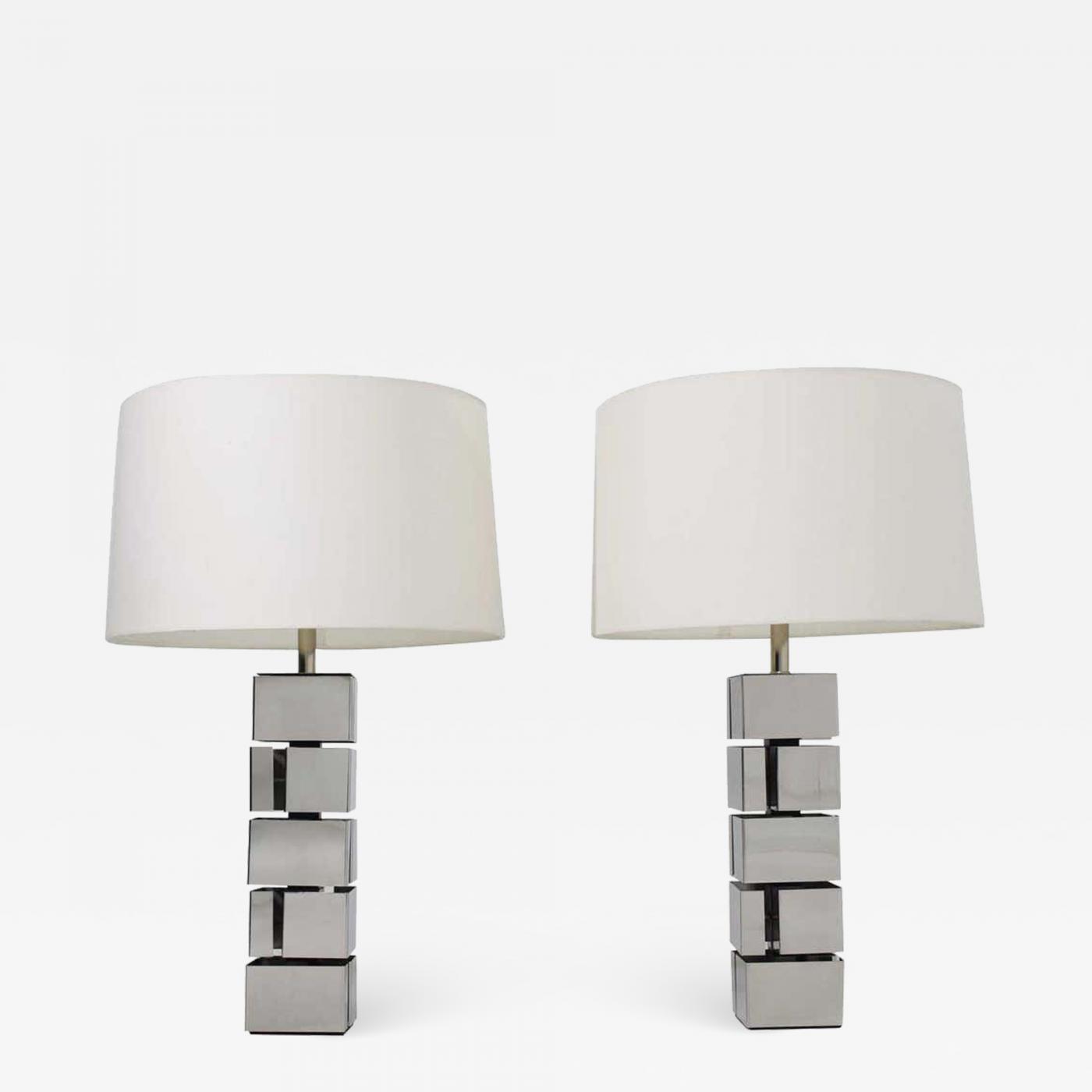 Curtis Jere Style Polished Chrome Table Lamps