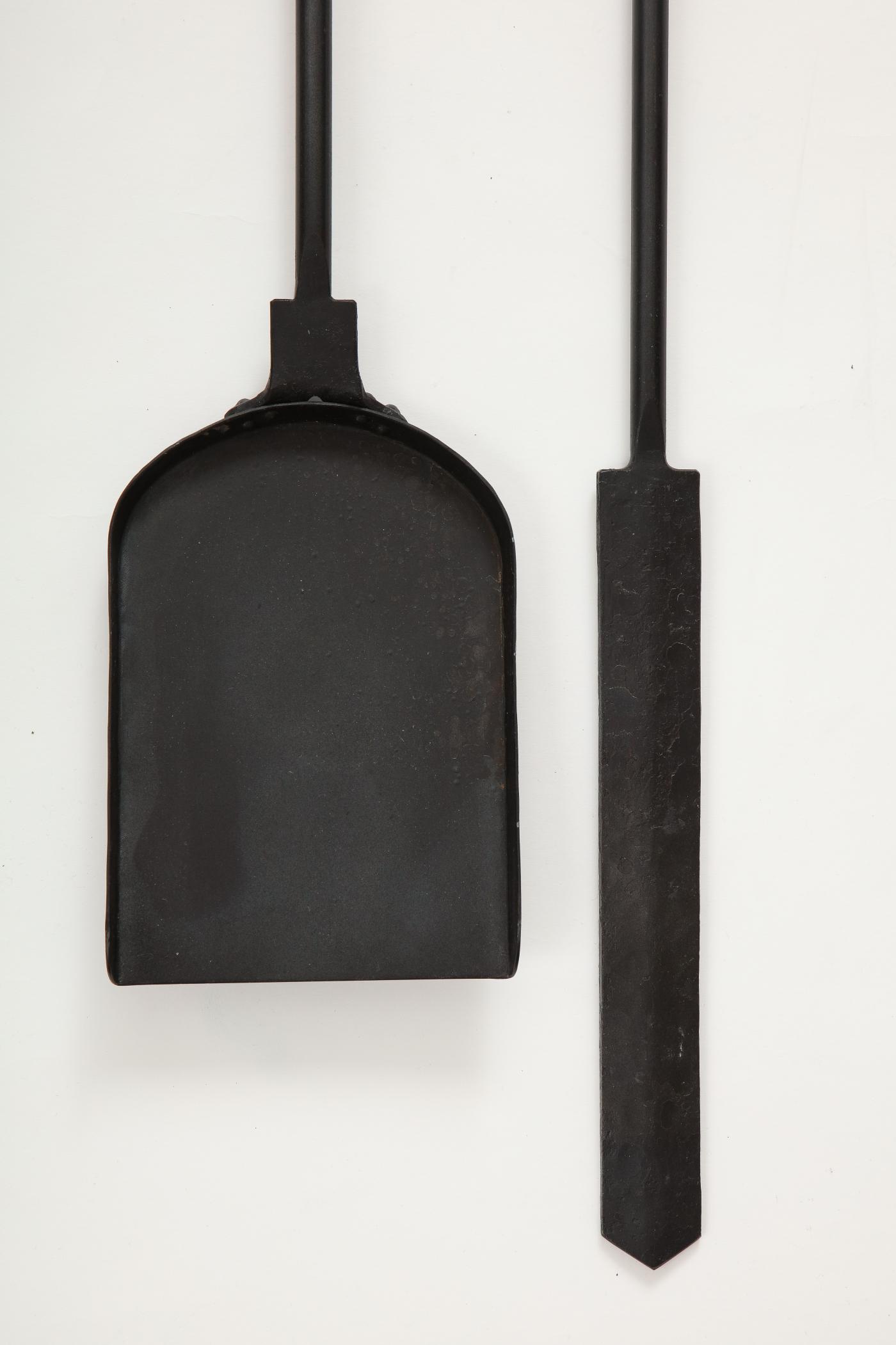 Custom Hand Iron Finial Fire Poker and Shovel