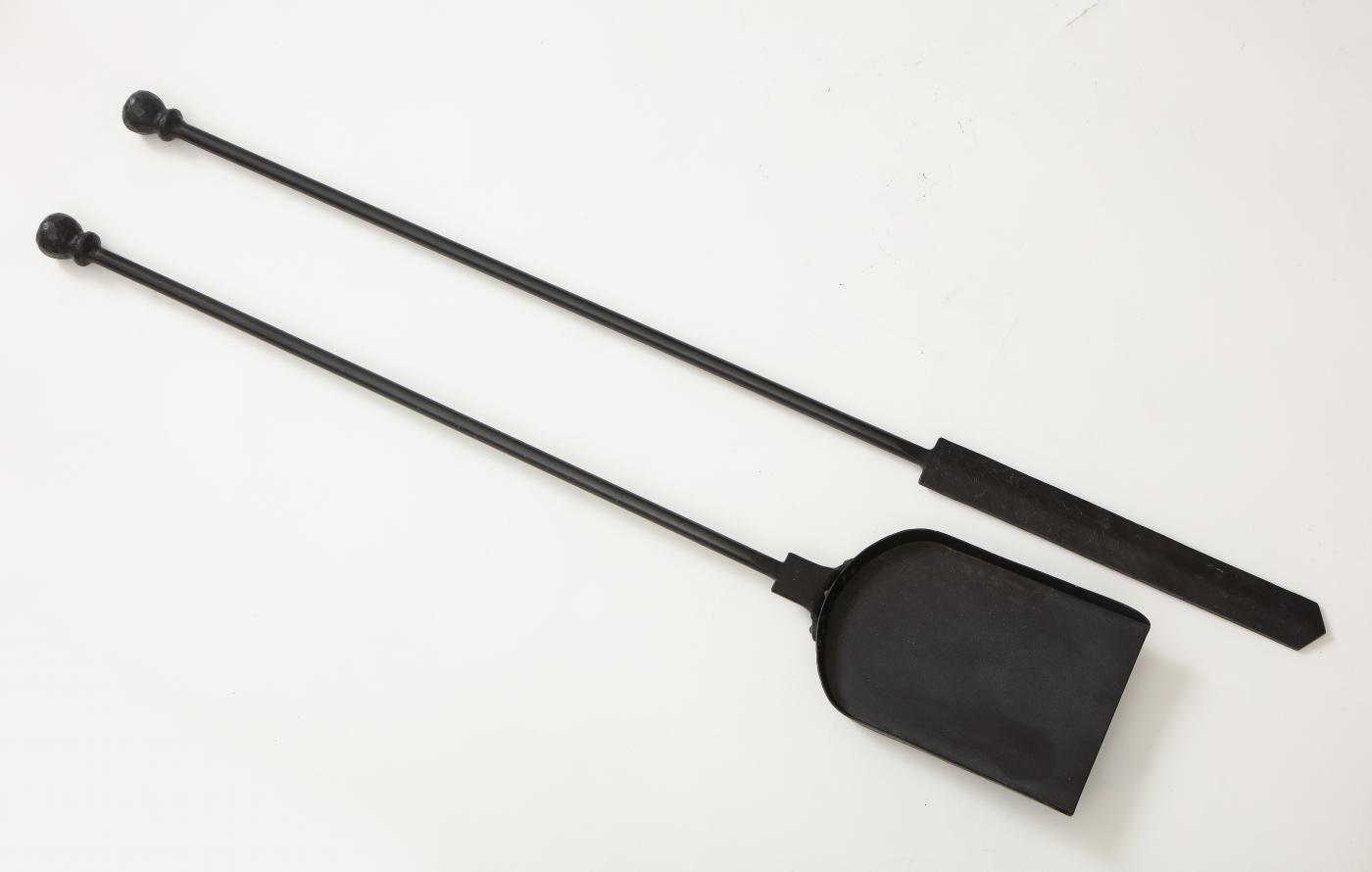 Custom Hand Iron Finial Fire Poker and Shovel