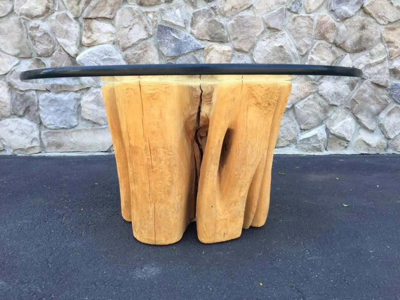 Cypress Wood Tree Trunk Coffee Table