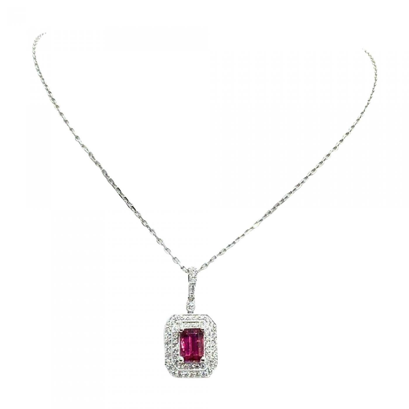 DIAMOND RUBELLITE TOURMALINE NECKLACE 