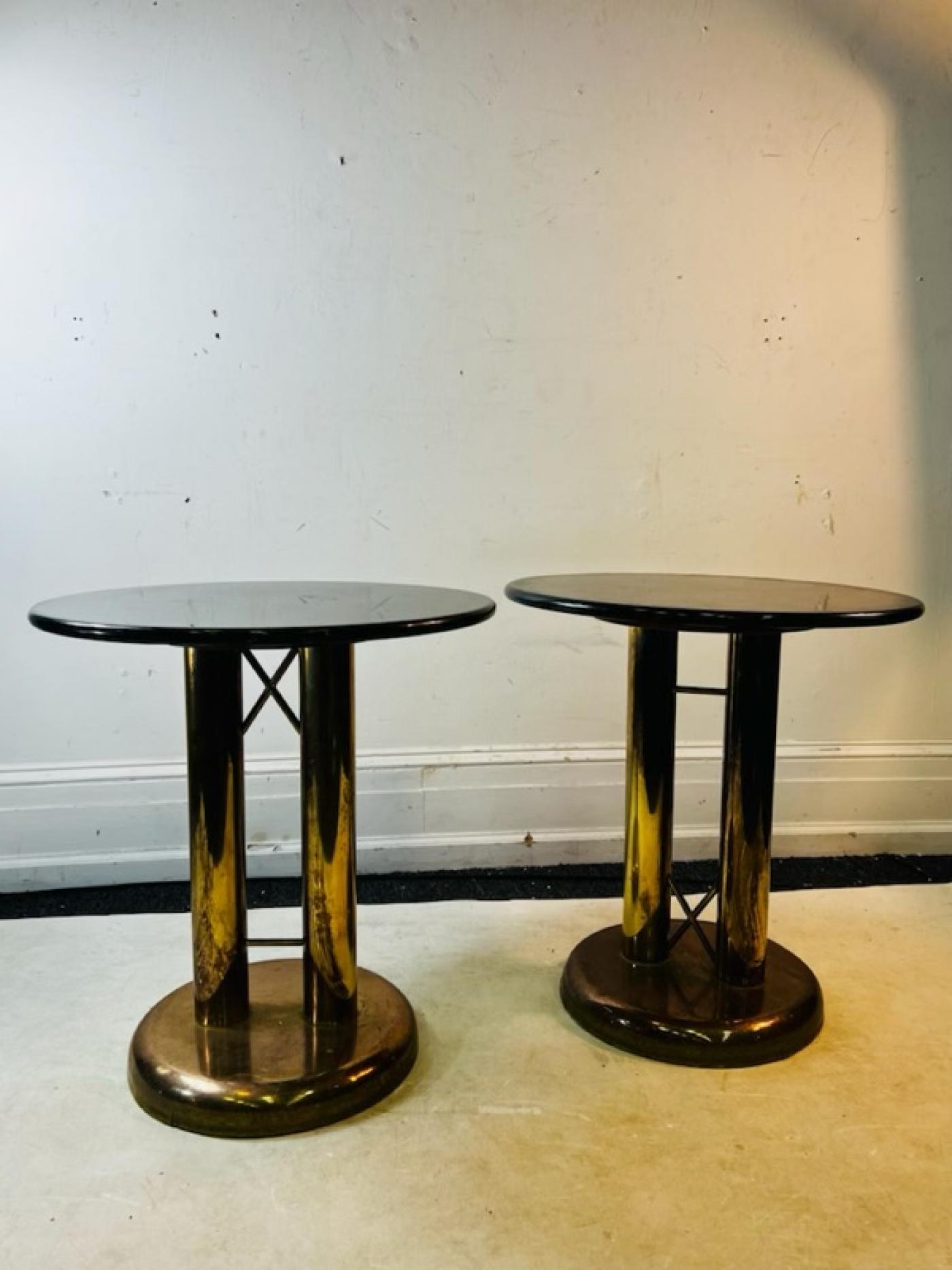 Dakota Jackson POST MODERN BRASS AND BLACK MARBLE TABLES