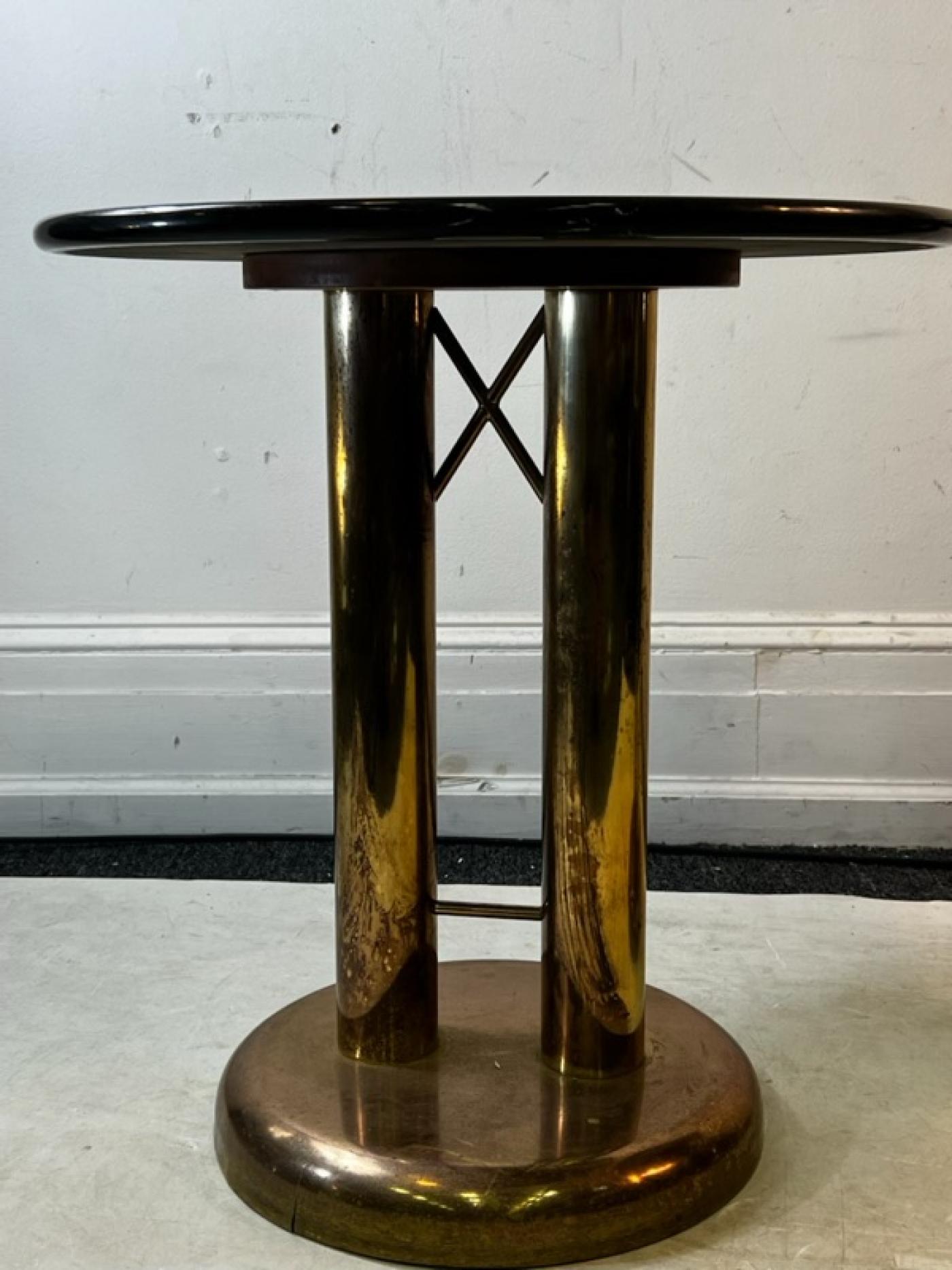 Dakota Jackson POST MODERN BRASS AND BLACK MARBLE TABLES