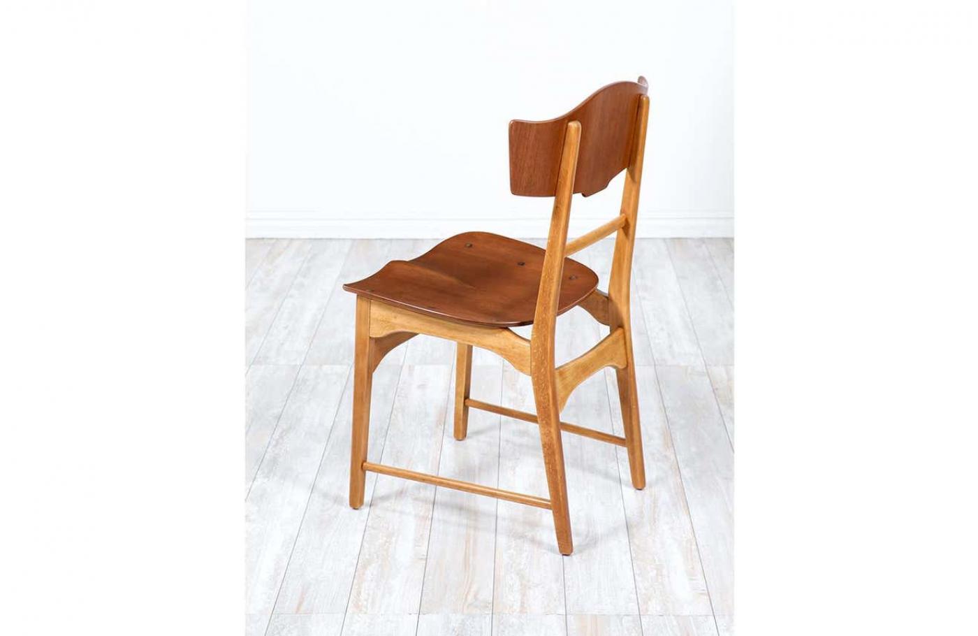 Danish Modern Sculpted Teak & Oak Dining Chairs