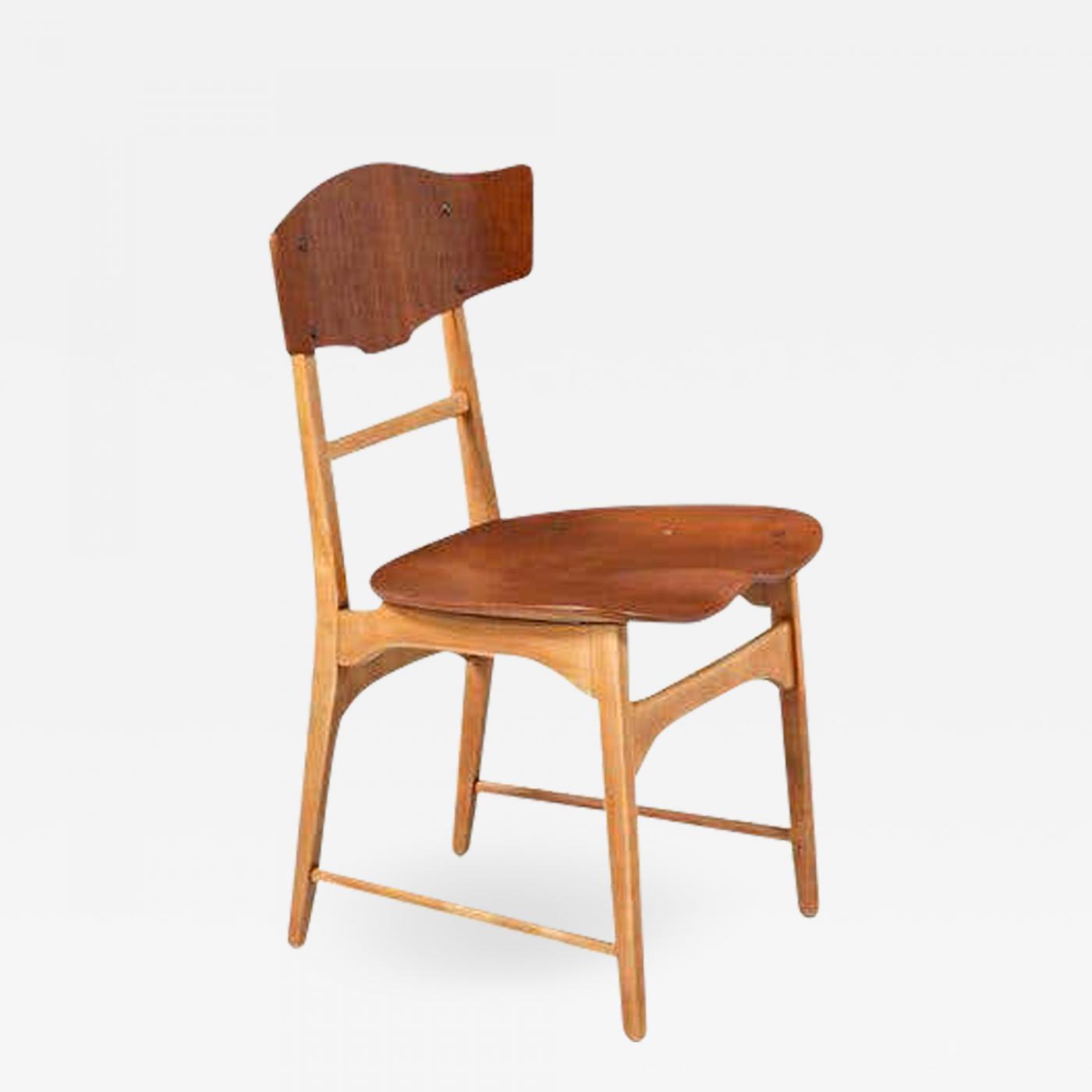 Danish Modern Sculpted Teak & Oak Dining Chairs