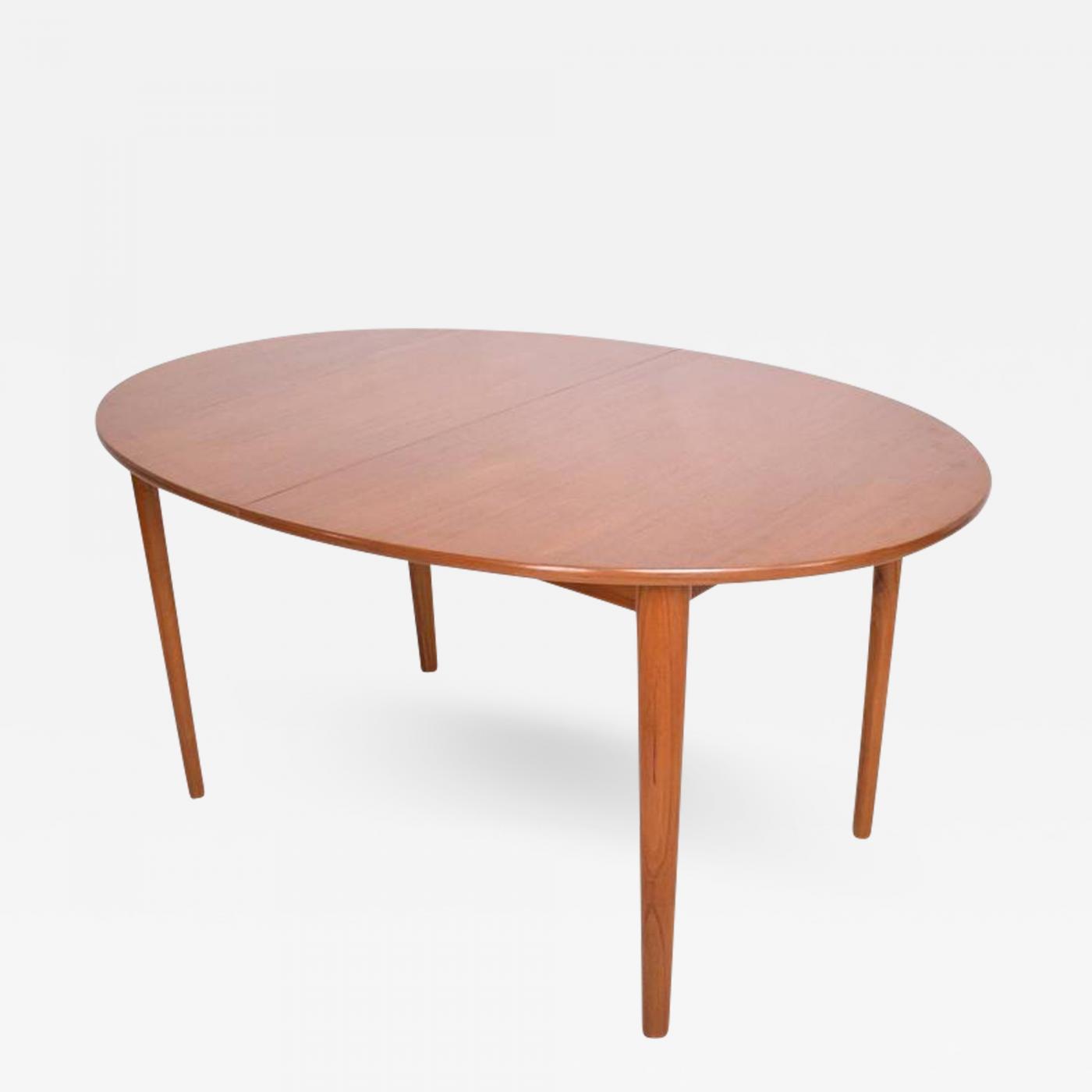 Danish Modern Teak Dining Table Oval Shape With Extensions