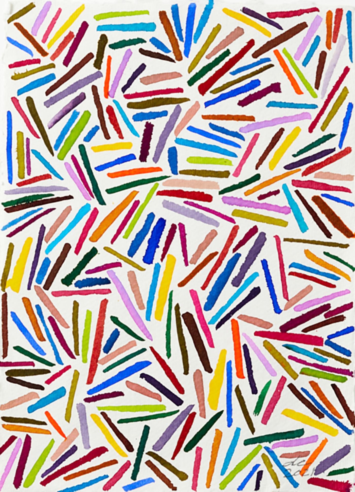 David Coggins Confetti Ink and Watercolor Painting on Handmade