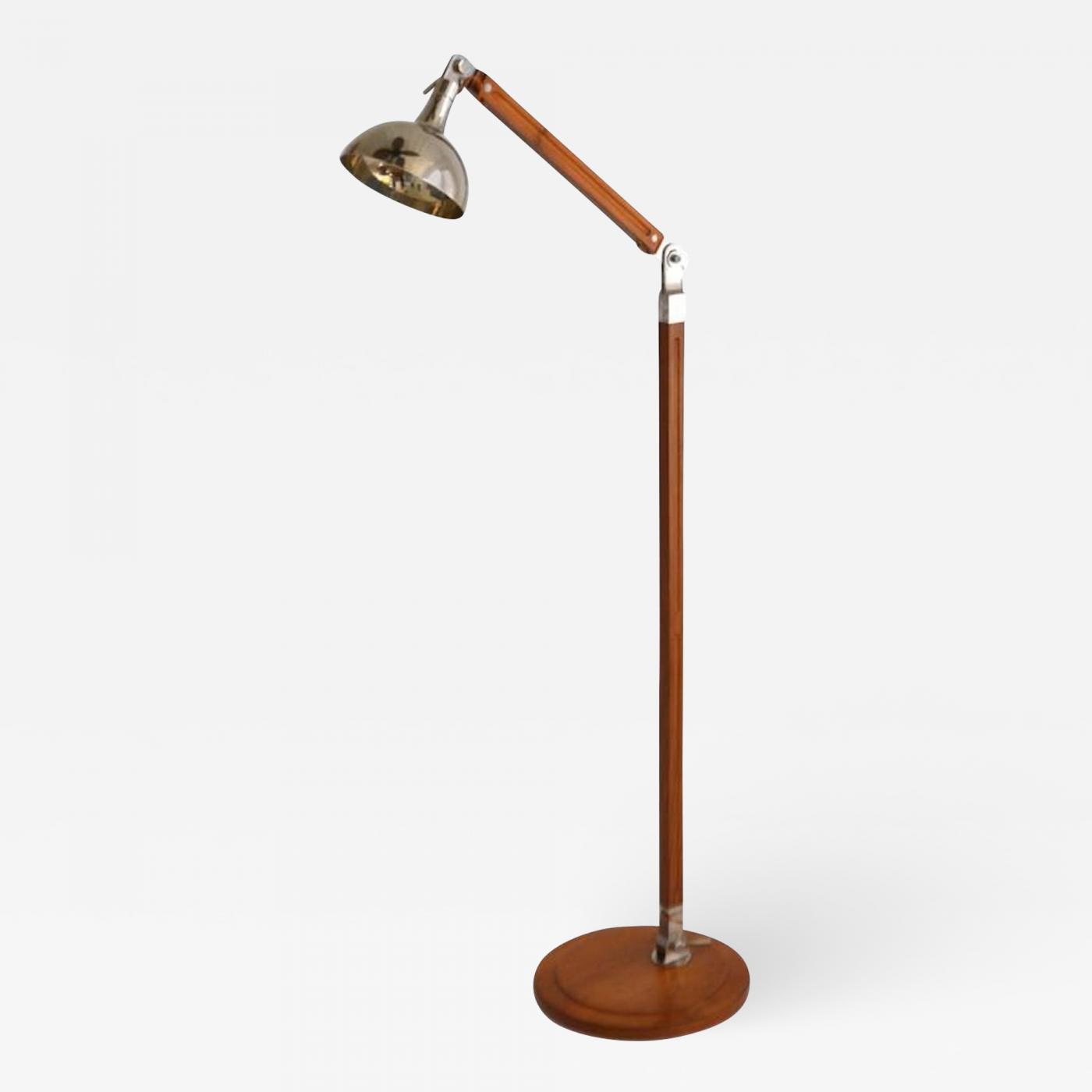 David Linley Postmodern Wood And Nickel Articulated Floor Lamp