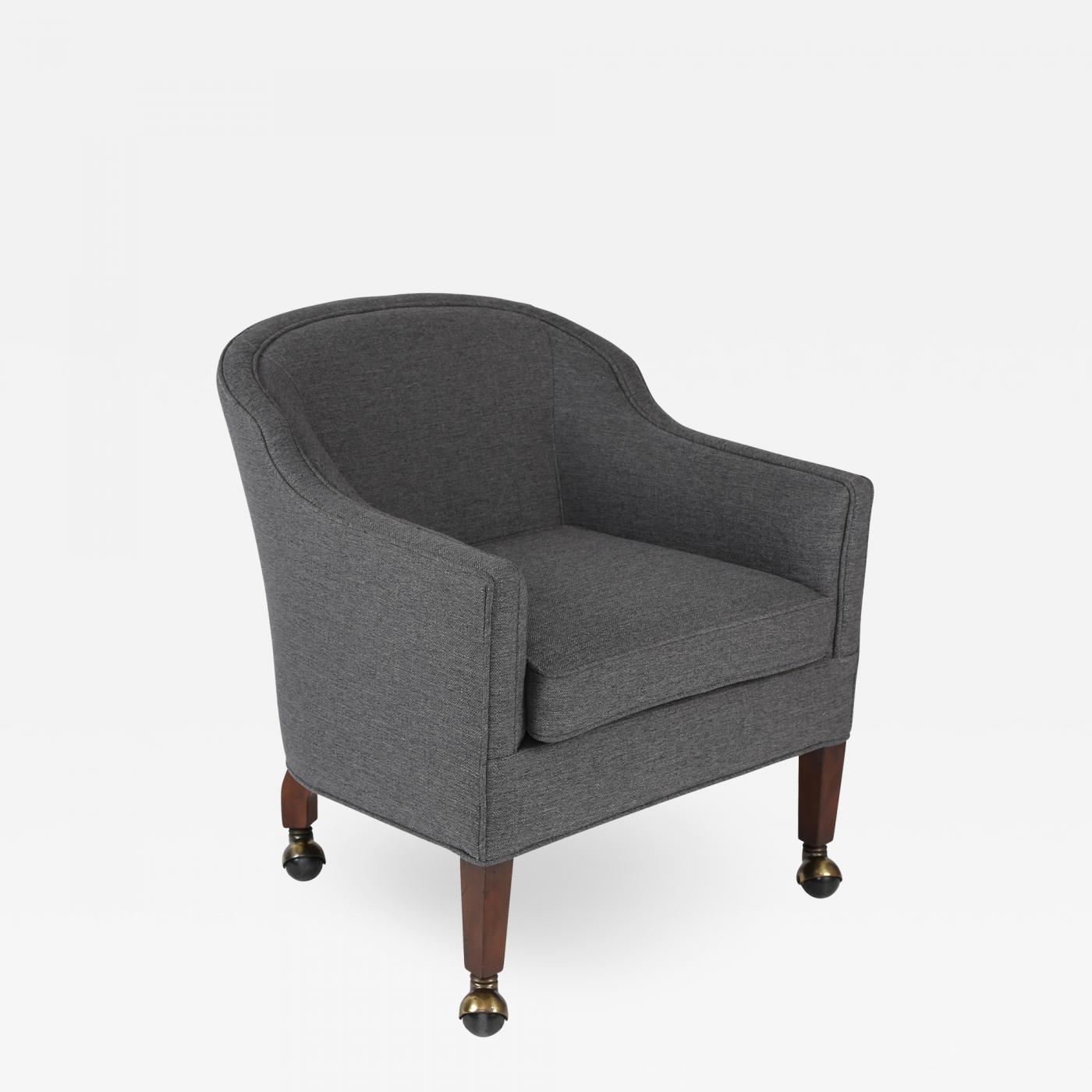 1950 S Vintage Barrel Back Dark Gray Chair