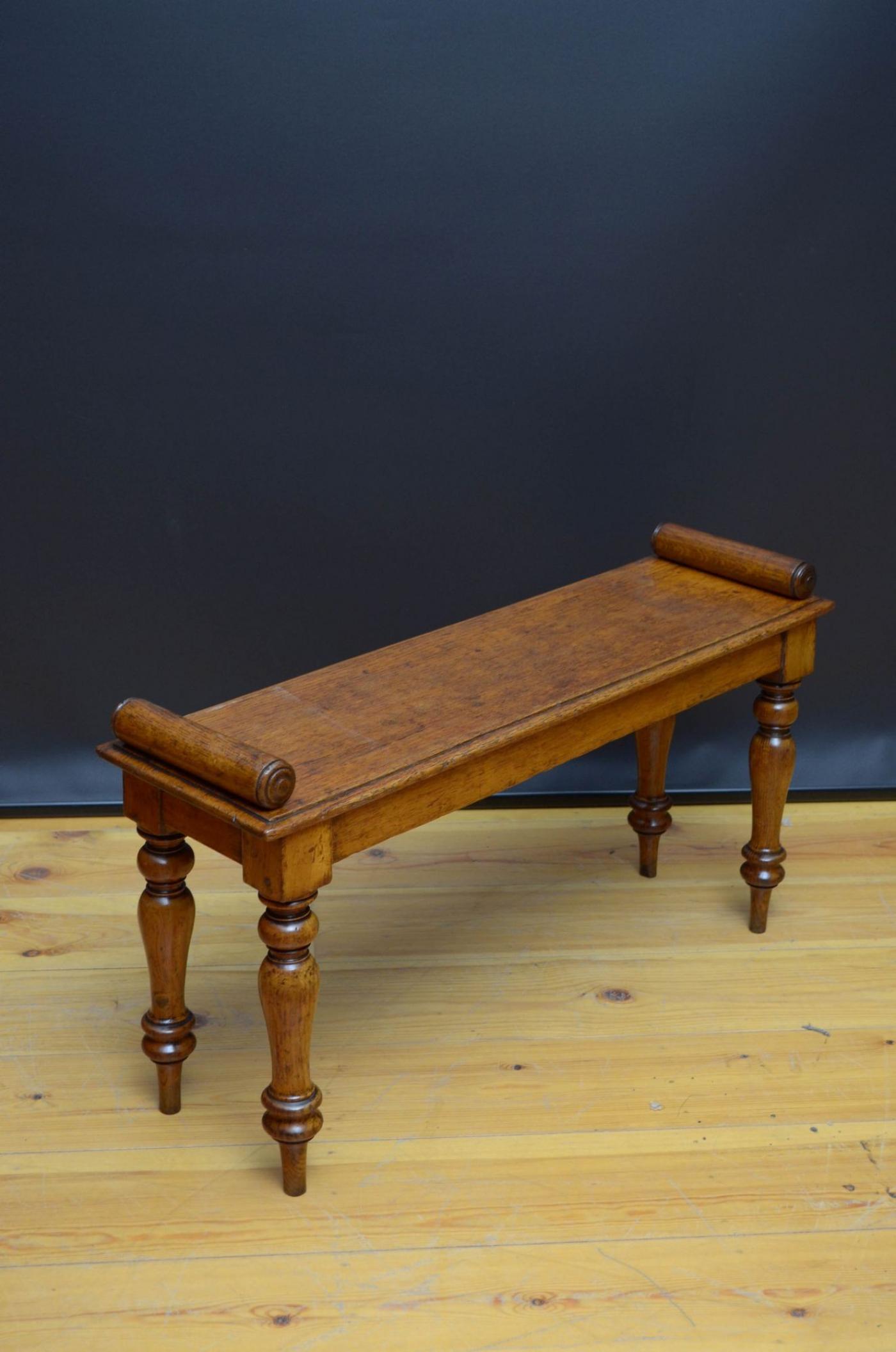 Early Victorian Oak Hall Bench